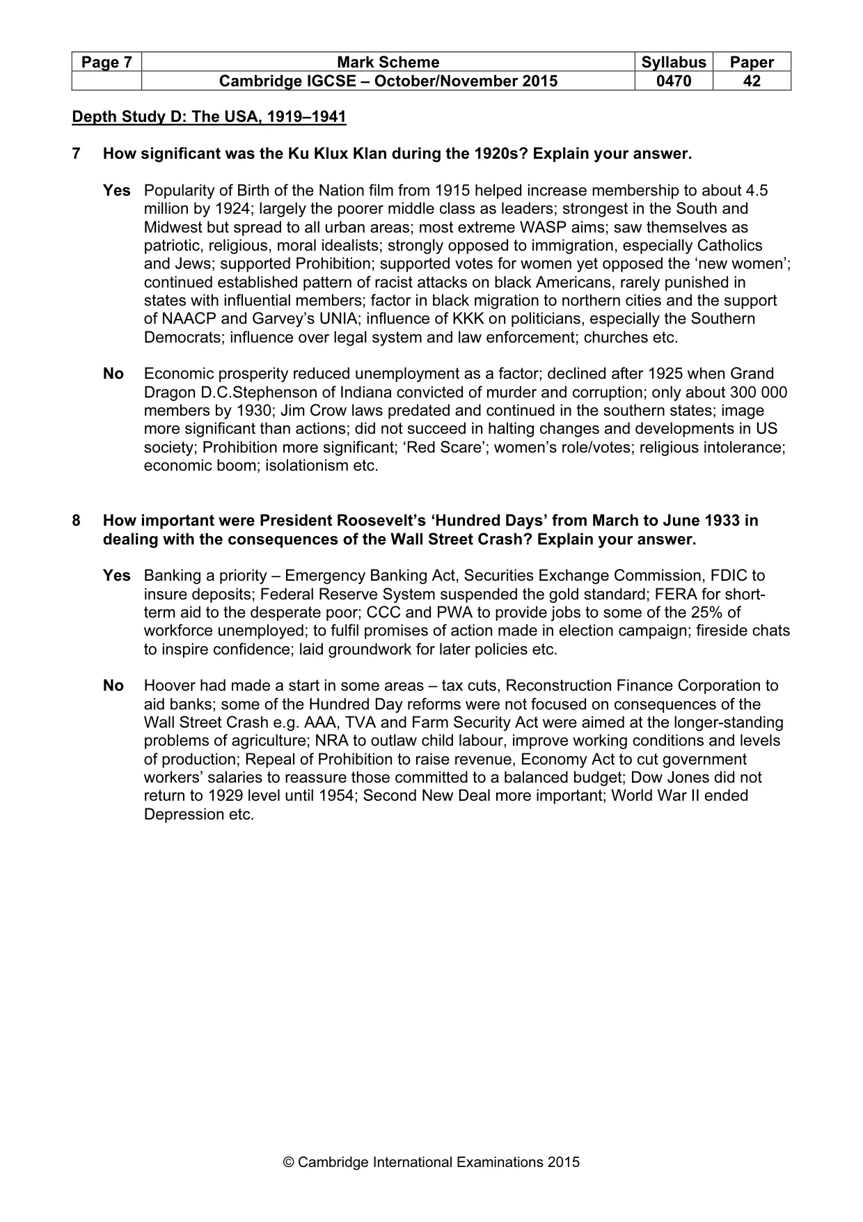 Mark scheme, page 7 of 10