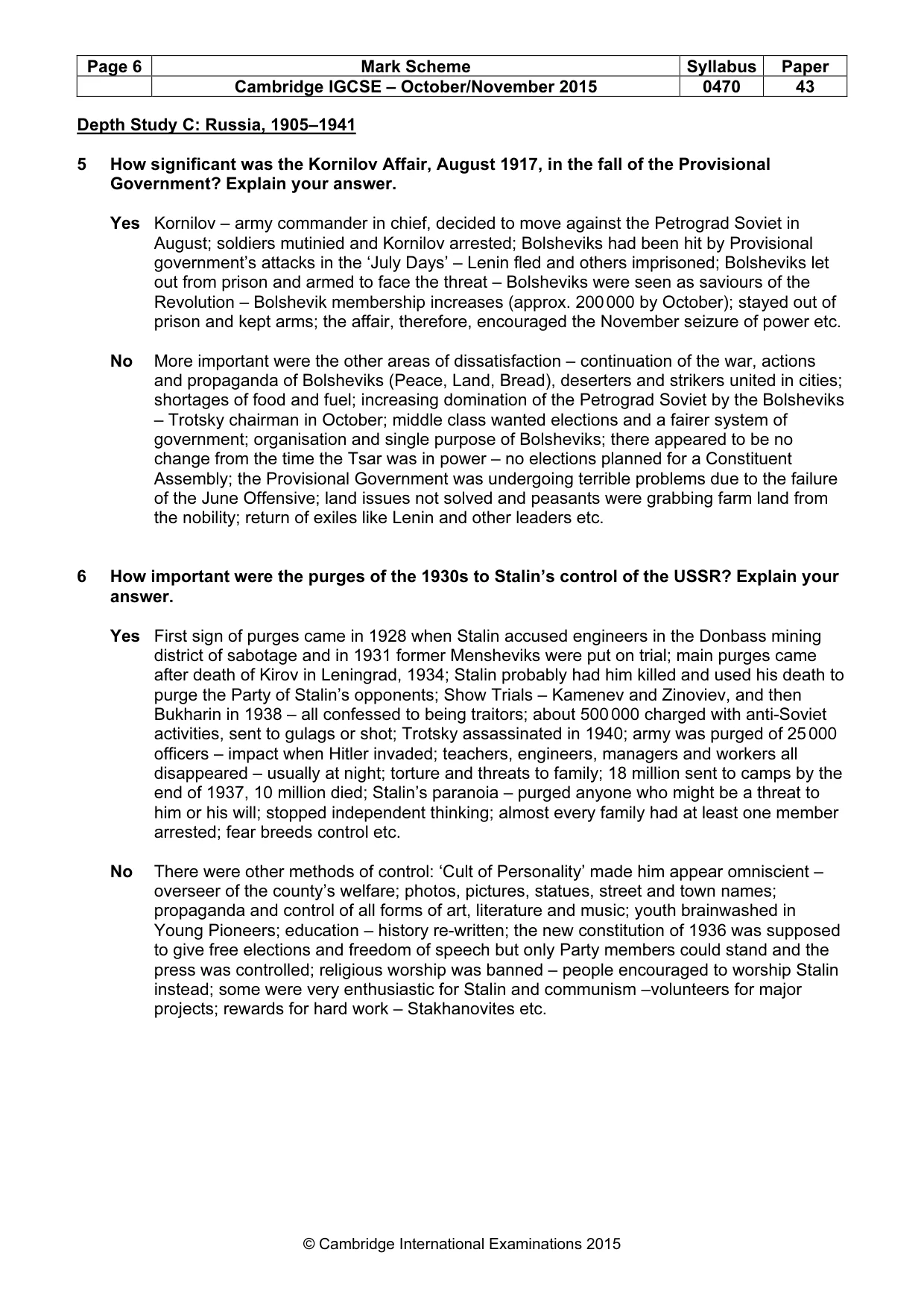 Mark scheme, page 6 of 10