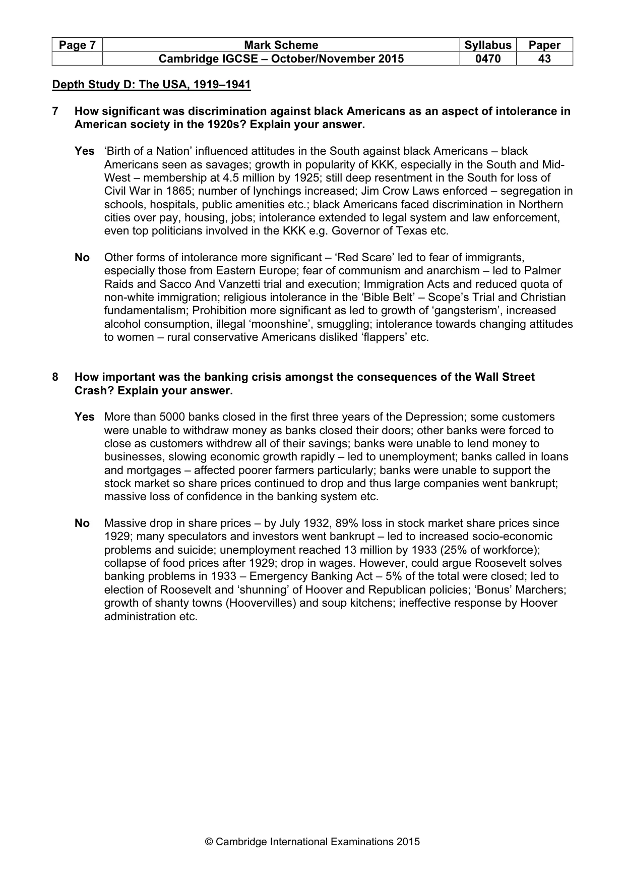 Mark scheme, page 7 of 10