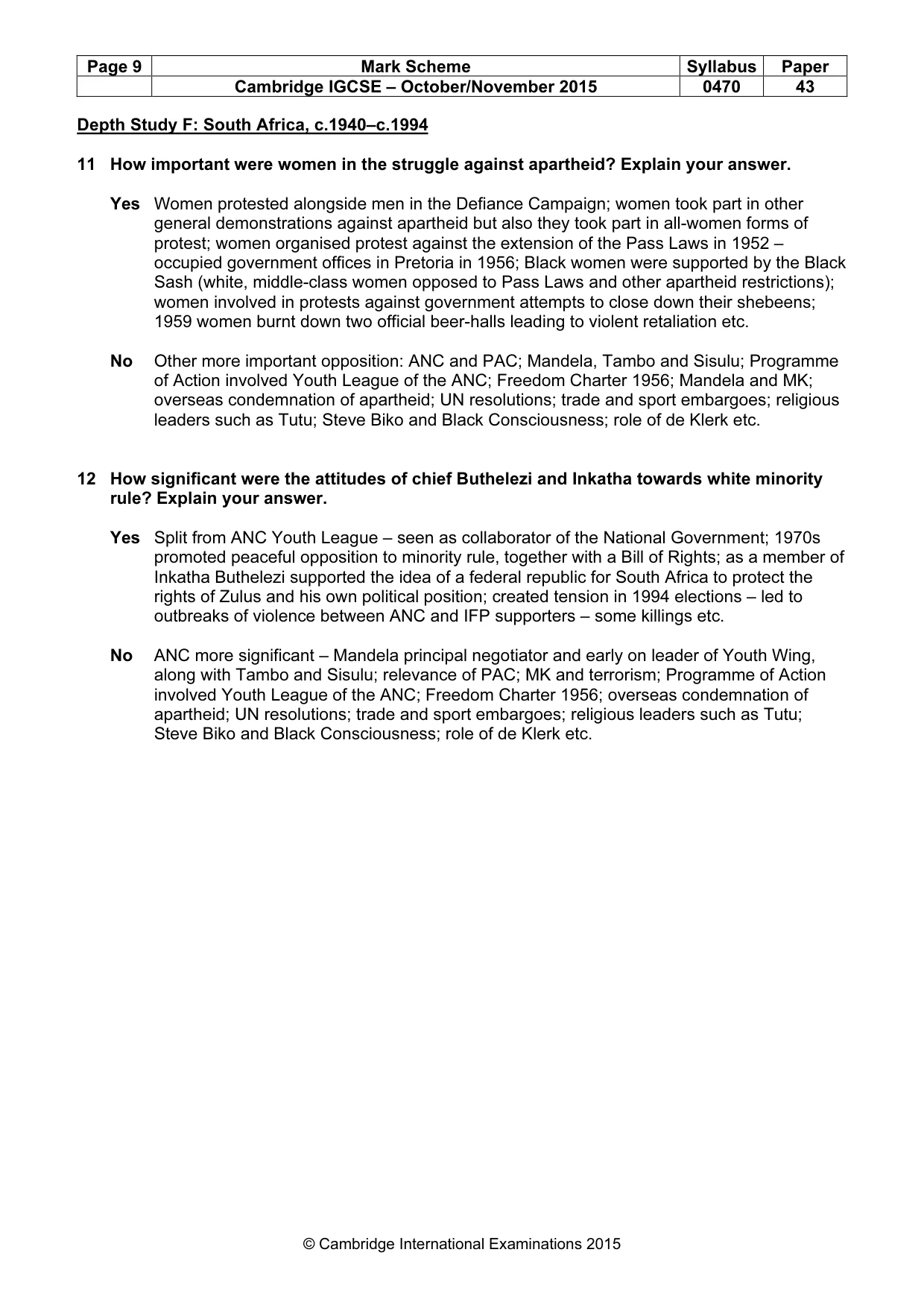 Mark scheme, page 9 of 10