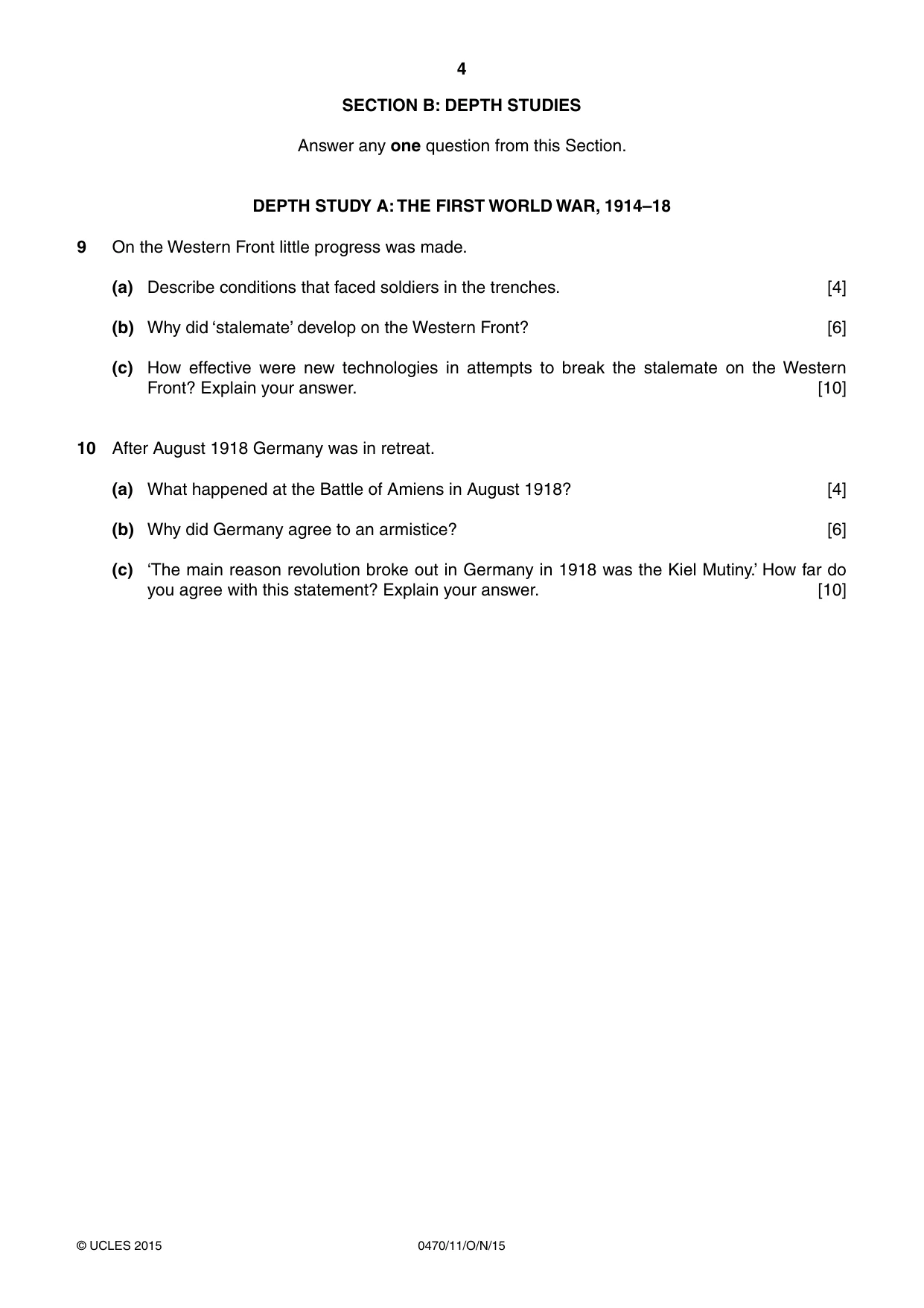 Cambridge IGCSE History 0470 2015 Oct/Nov Paper 1 · Variant 1 question paper, page 4 of 12