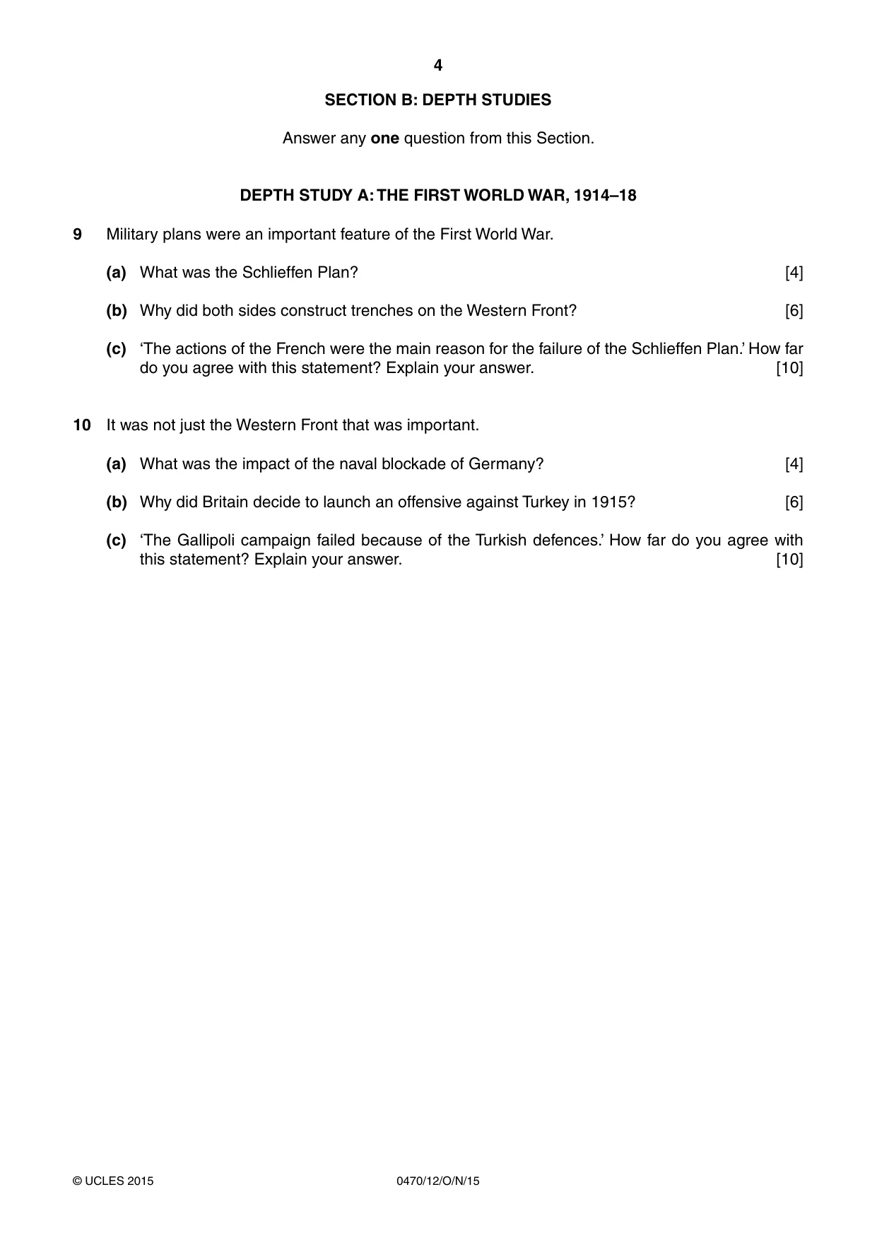 Cambridge IGCSE History 0470 2015 Oct/Nov Paper 1 · Variant 2 question paper, page 4 of 12