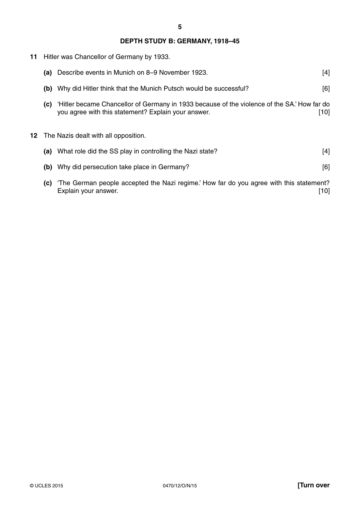 Cambridge IGCSE History 0470 2015 Oct/Nov Paper 1 · Variant 2 question paper, page 5 of 12
