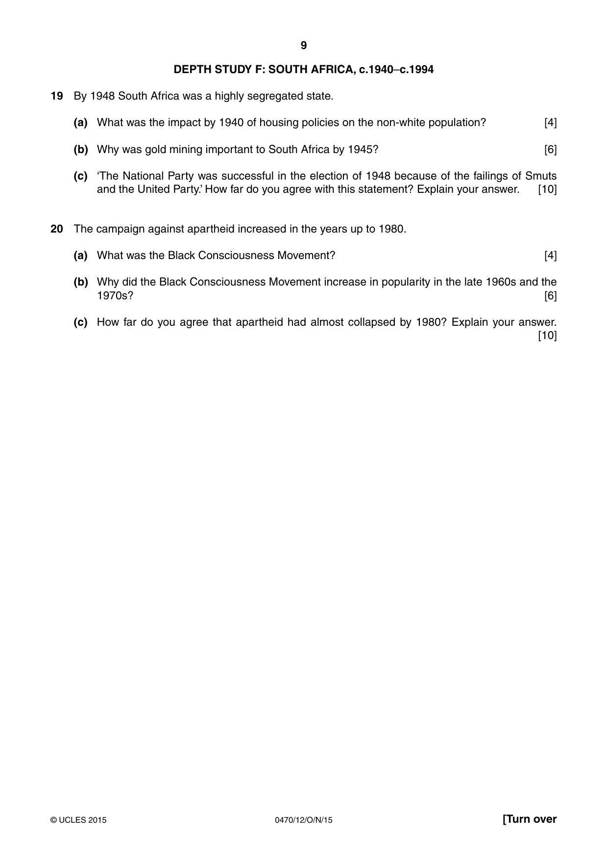 Cambridge IGCSE History 0470 2015 Oct/Nov Paper 1 · Variant 2 question paper, page 9 of 12