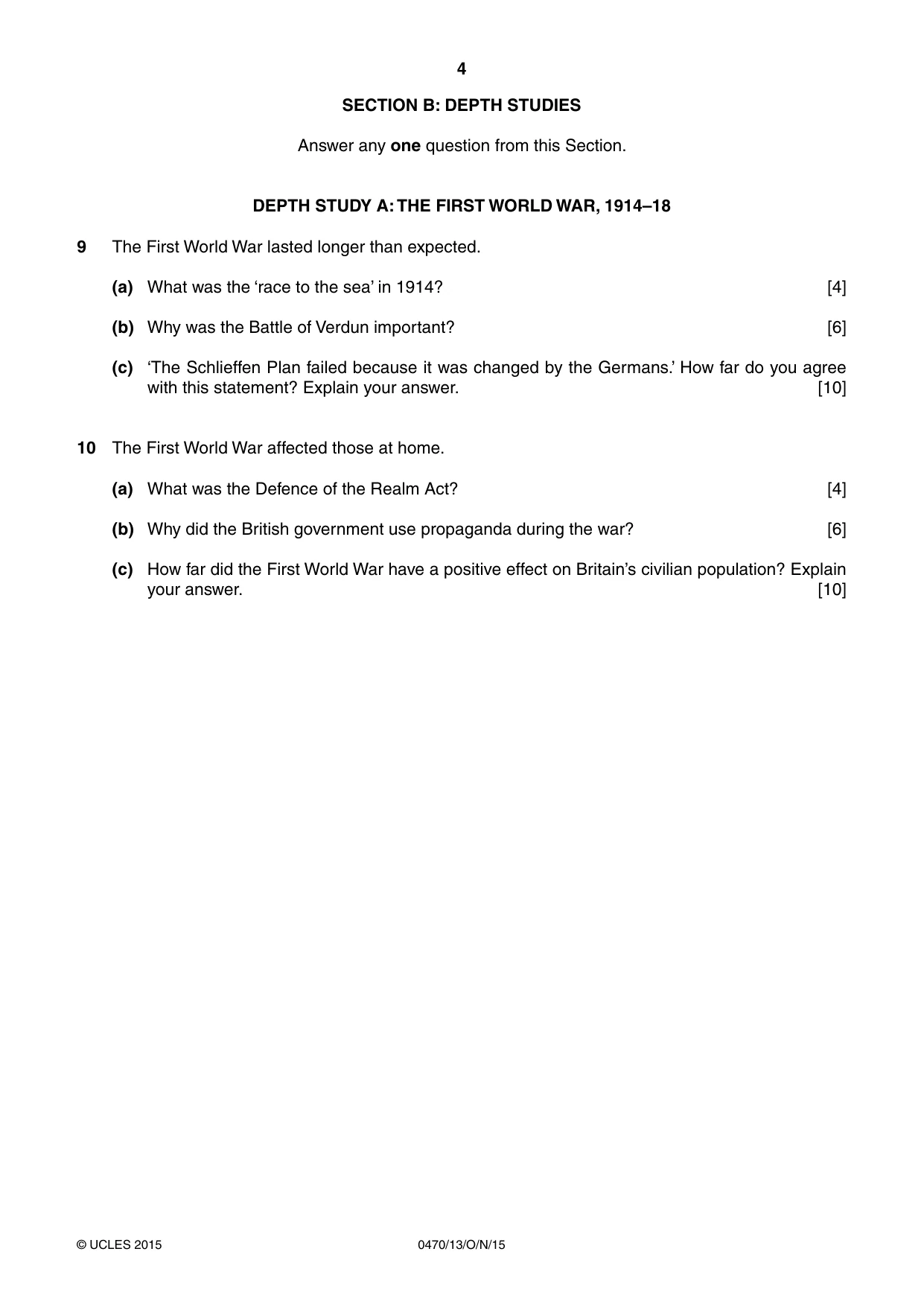Cambridge IGCSE History 0470 2015 Oct/Nov Paper 1 · Variant 3 question paper, page 4 of 12