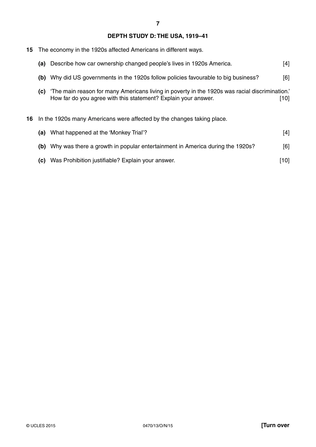 Cambridge IGCSE History 0470 2015 Oct/Nov Paper 1 · Variant 3 question paper, page 7 of 12