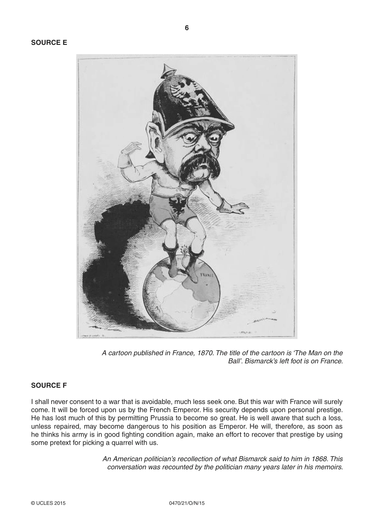 Cambridge IGCSE History 0470 2015 Oct/Nov Paper 2 · Variant 1 question paper, page 6 of 16