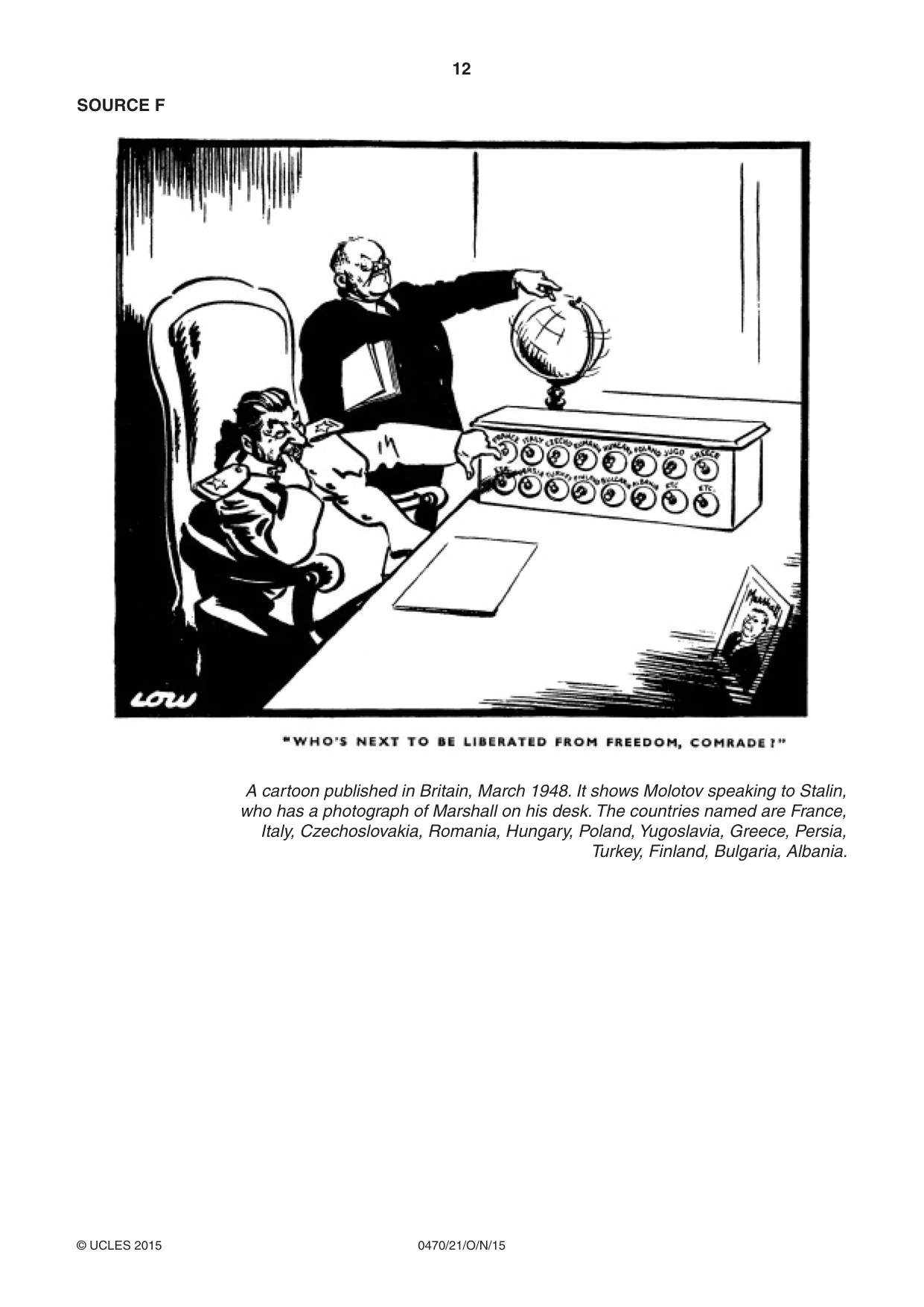 Cambridge IGCSE History 0470 2015 Oct/Nov Paper 2 · Variant 1 question paper, page 12 of 16