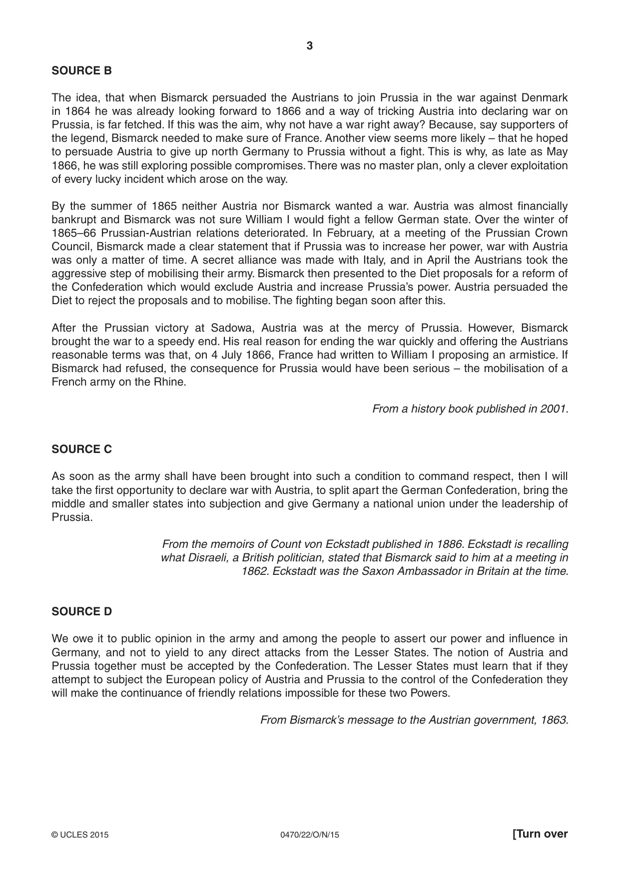 Cambridge IGCSE History 0470 2015 Oct/Nov Paper 2 · Variant 2 question paper, page 3 of 12