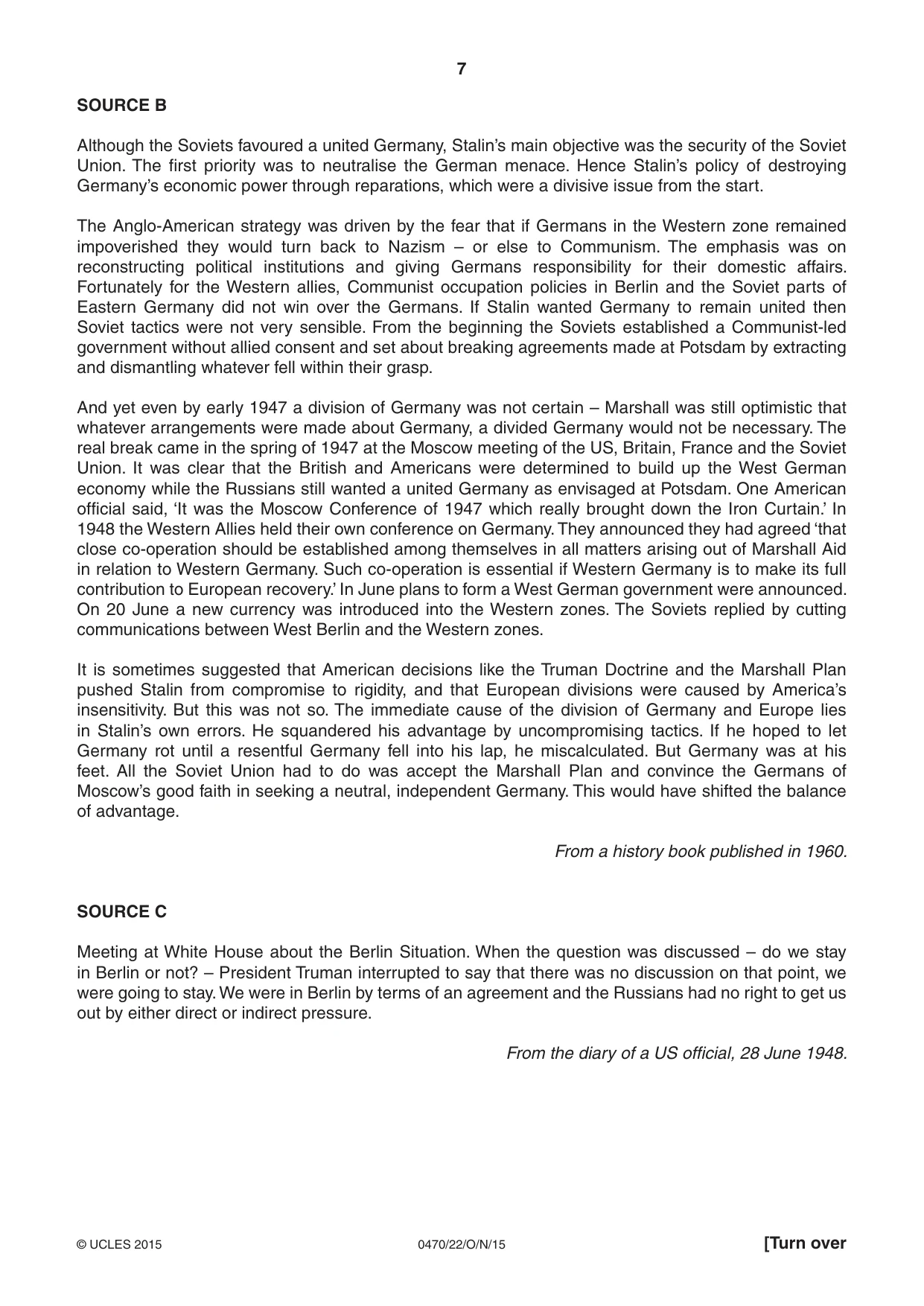 Cambridge IGCSE History 0470 2015 Oct/Nov Paper 2 · Variant 2 question paper, page 7 of 12