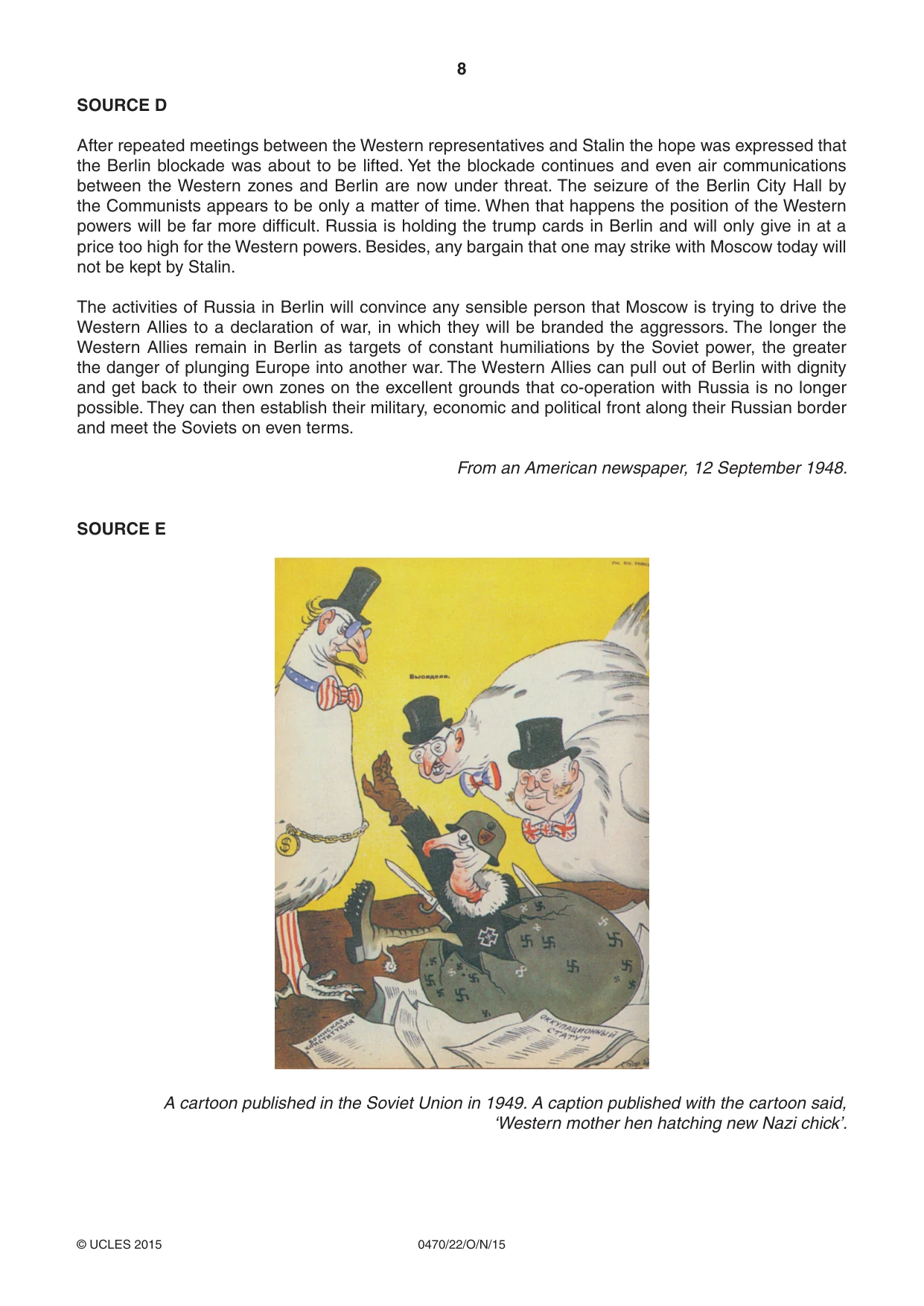 Cambridge IGCSE History 0470 2015 Oct/Nov Paper 2 · Variant 2 question paper, page 8 of 12