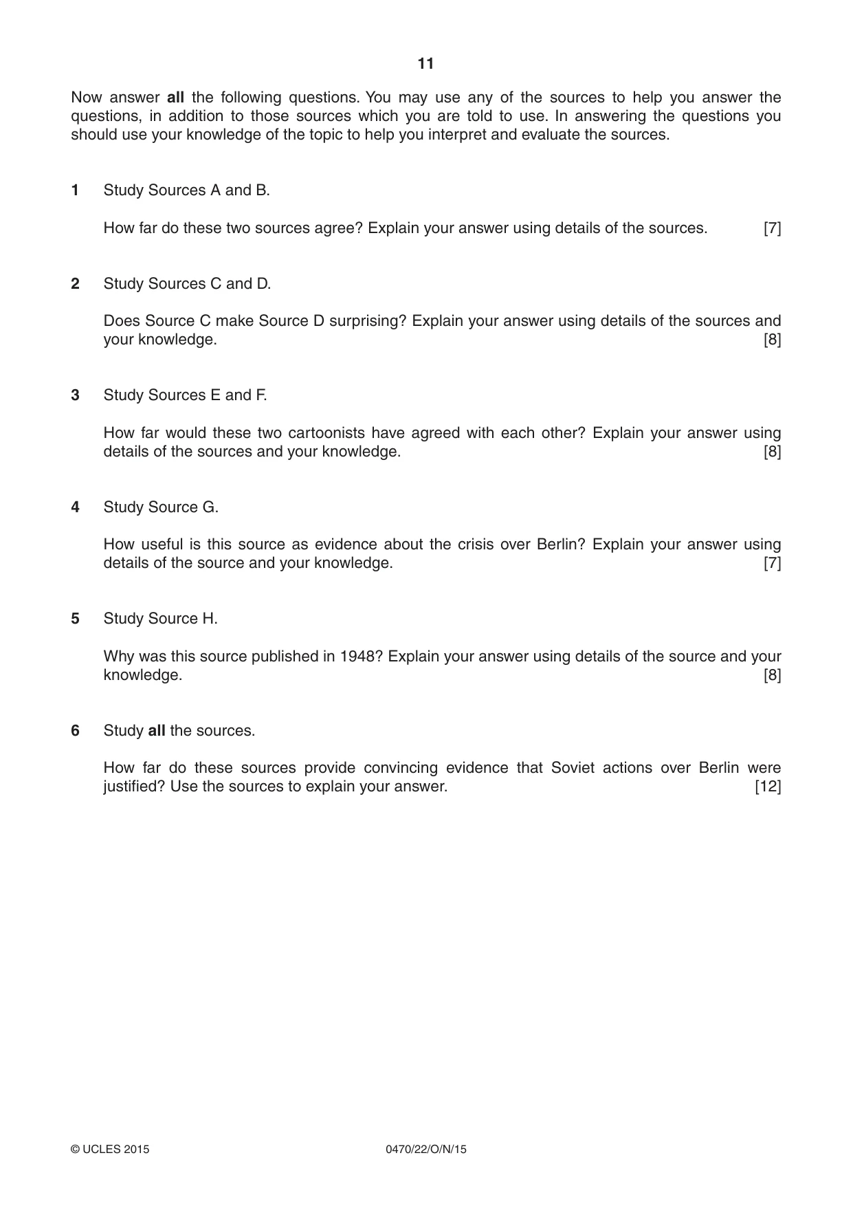 Cambridge IGCSE History 0470 2015 Oct/Nov Paper 2 · Variant 2 question paper, page 11 of 12