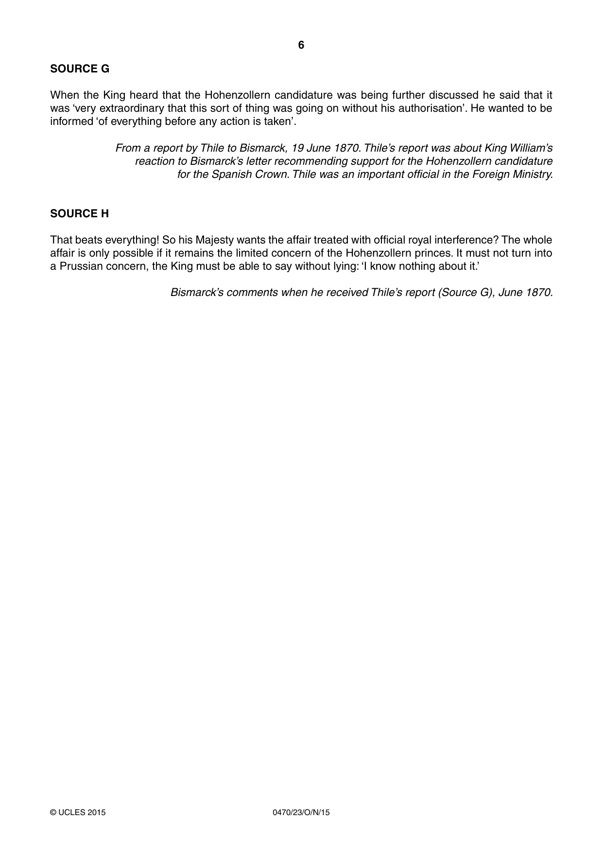 Cambridge IGCSE History 0470 2015 Oct/Nov Paper 2 · Variant 3 question paper, page 6 of 16