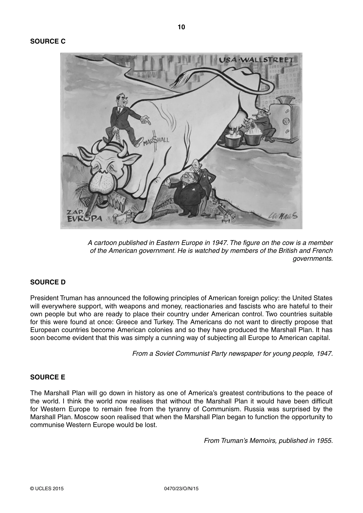 Cambridge IGCSE History 0470 2015 Oct/Nov Paper 2 · Variant 3 question paper, page 10 of 16