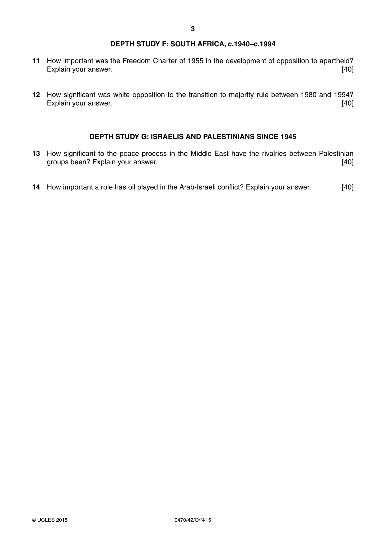 Cambridge IGCSE History 0470 2015 Oct/Nov Paper 4 · Variant 2 question paper, page 3 of 4
