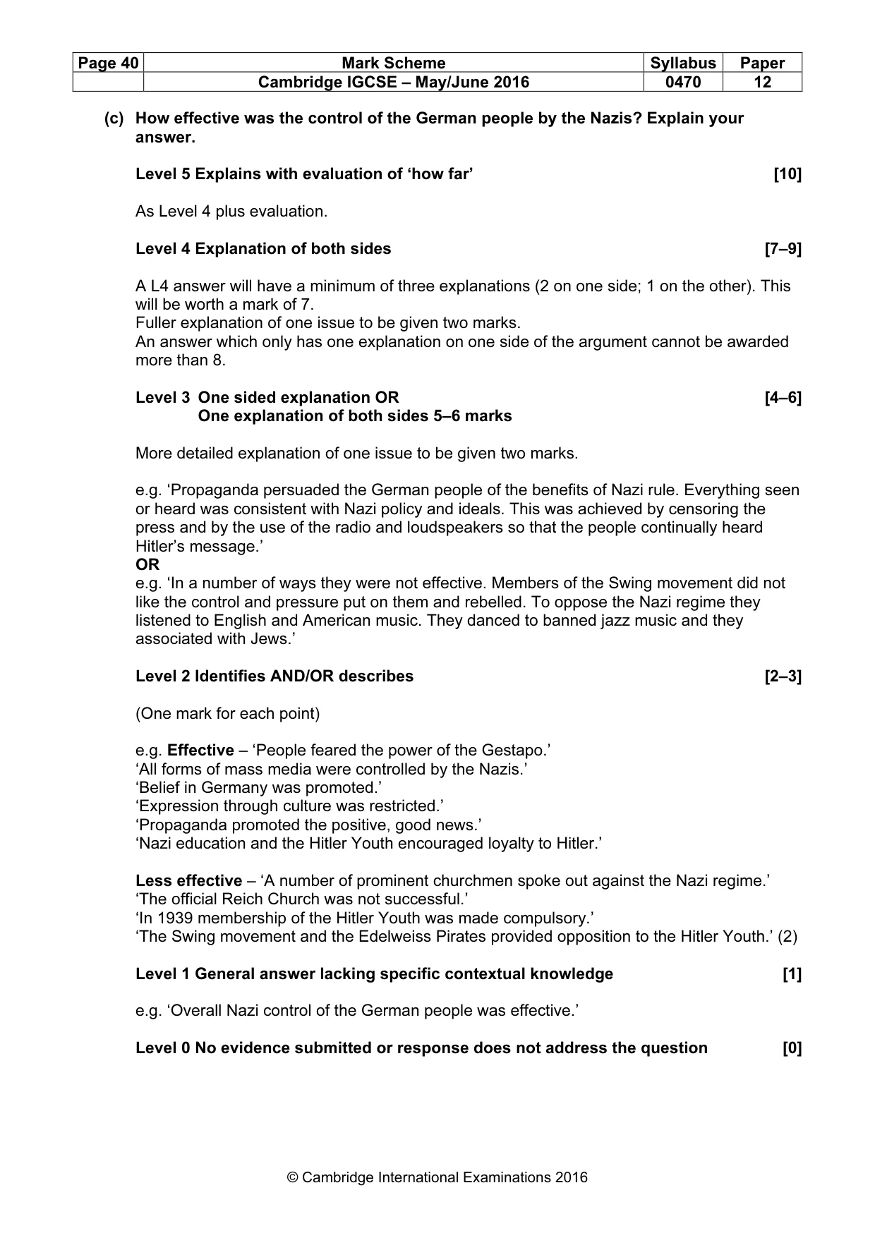 Mark scheme, page 40 of 71
