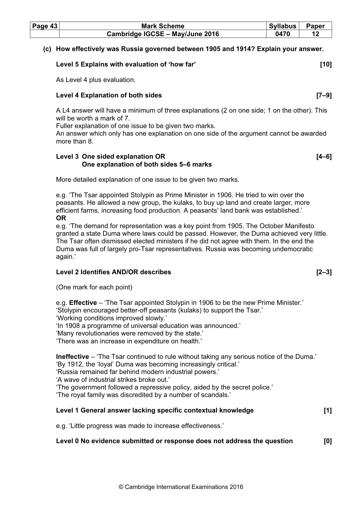 Mark scheme, page 43 of 71