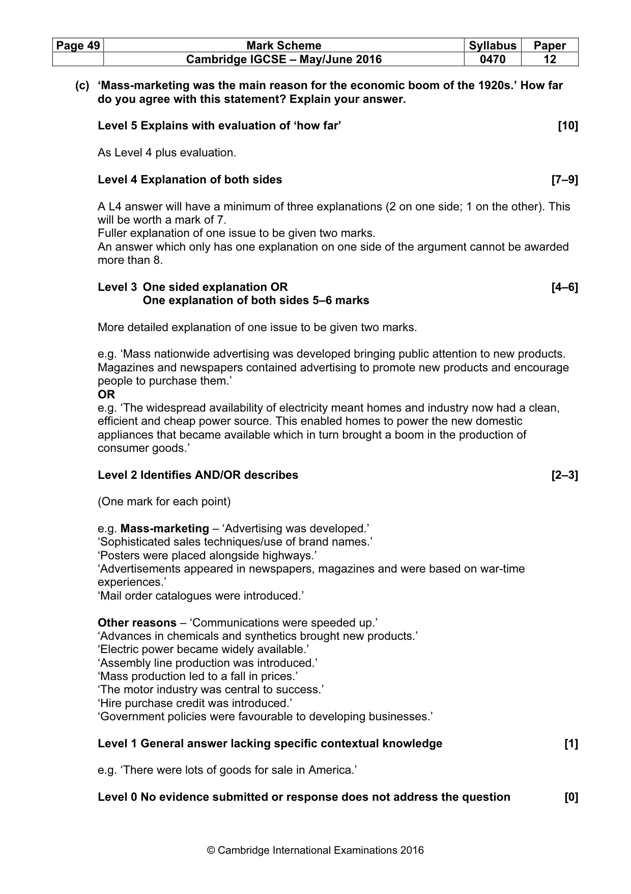 Mark scheme, page 49 of 71
