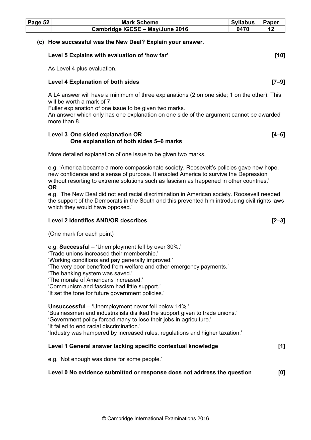 Mark scheme, page 52 of 71