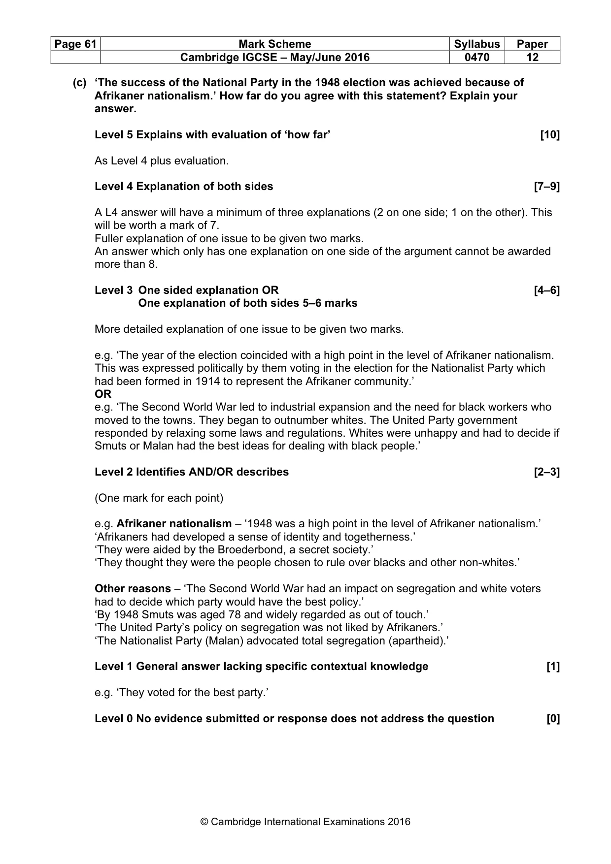 Mark scheme, page 61 of 71