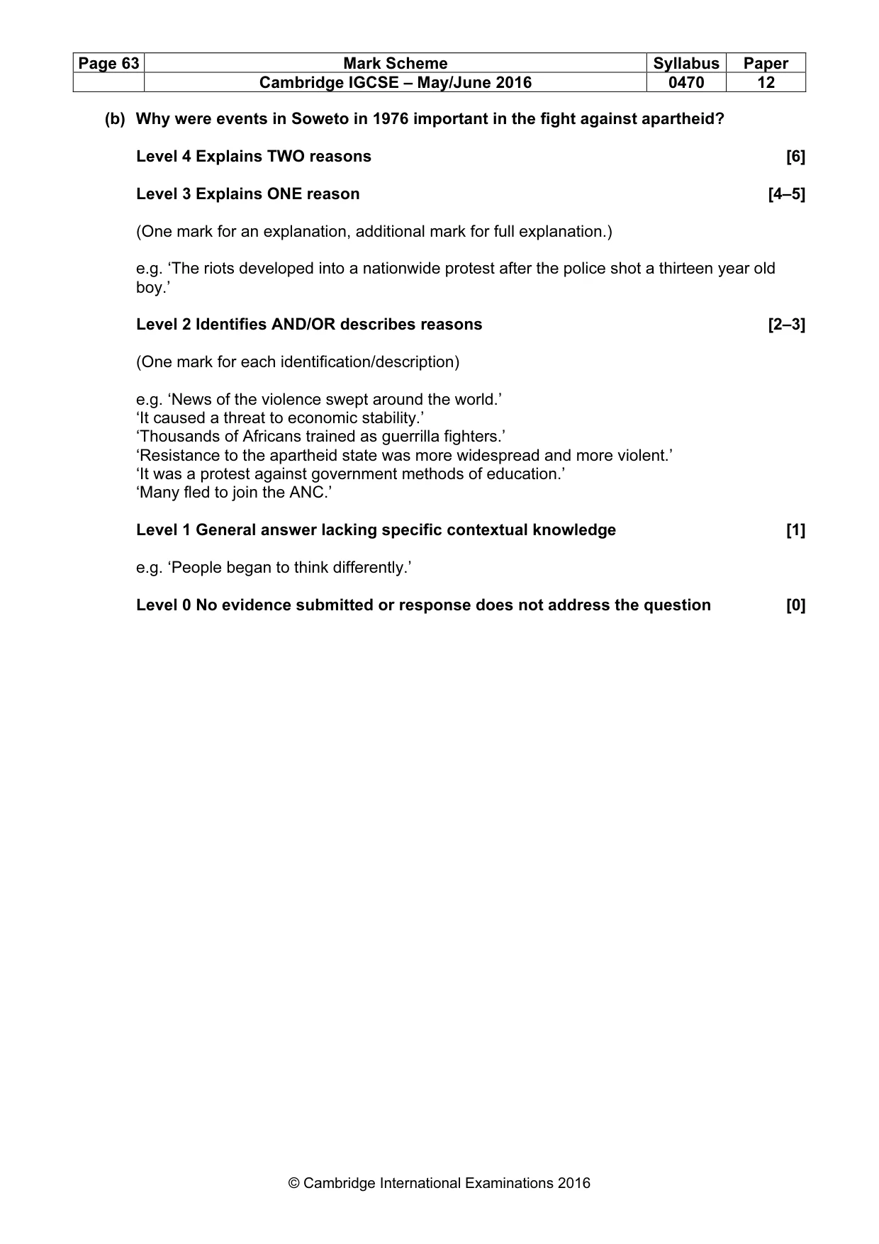 Mark scheme, page 63 of 71