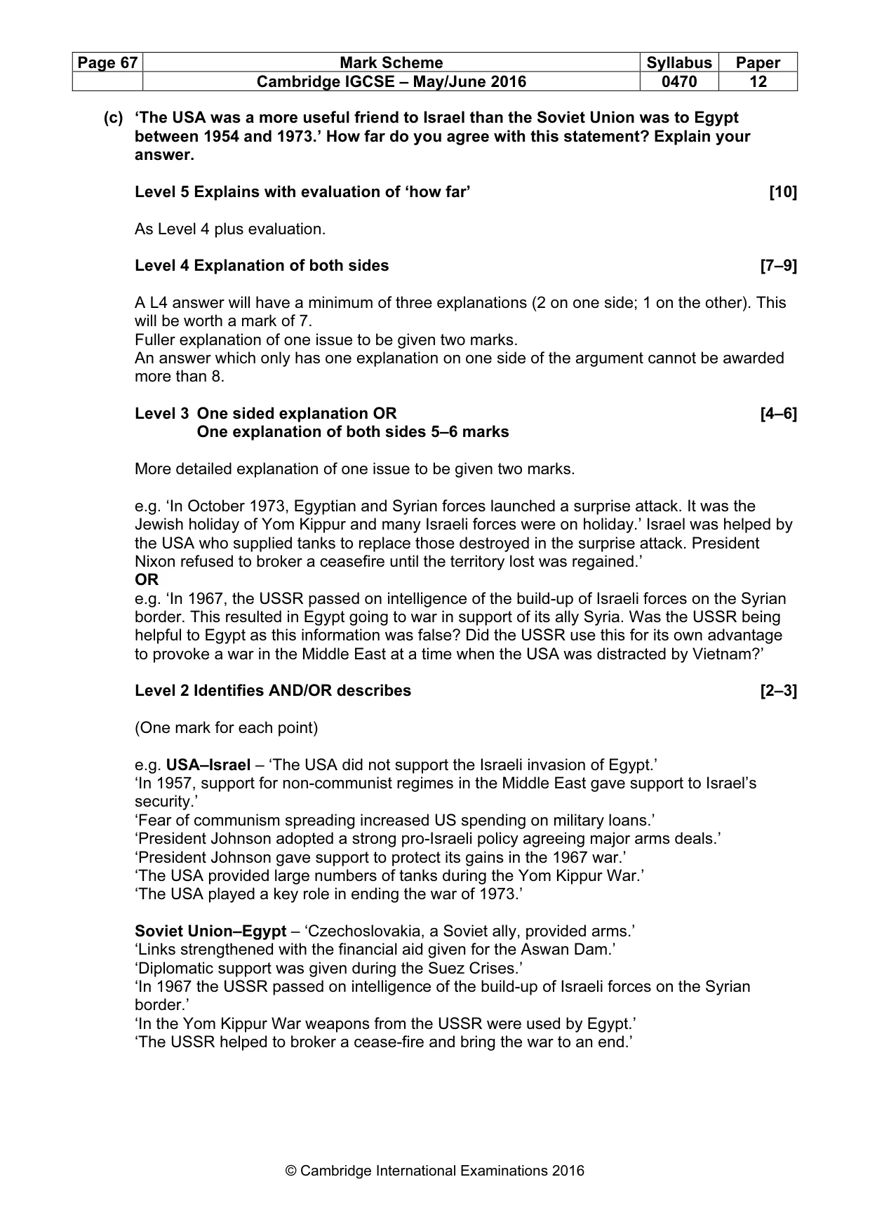 Mark scheme, page 67 of 71