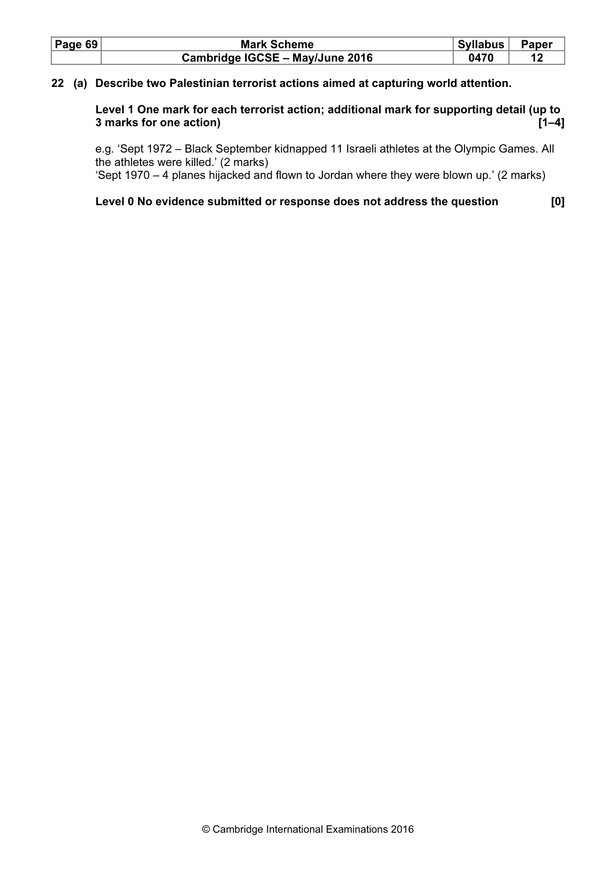 Mark scheme, page 69 of 71