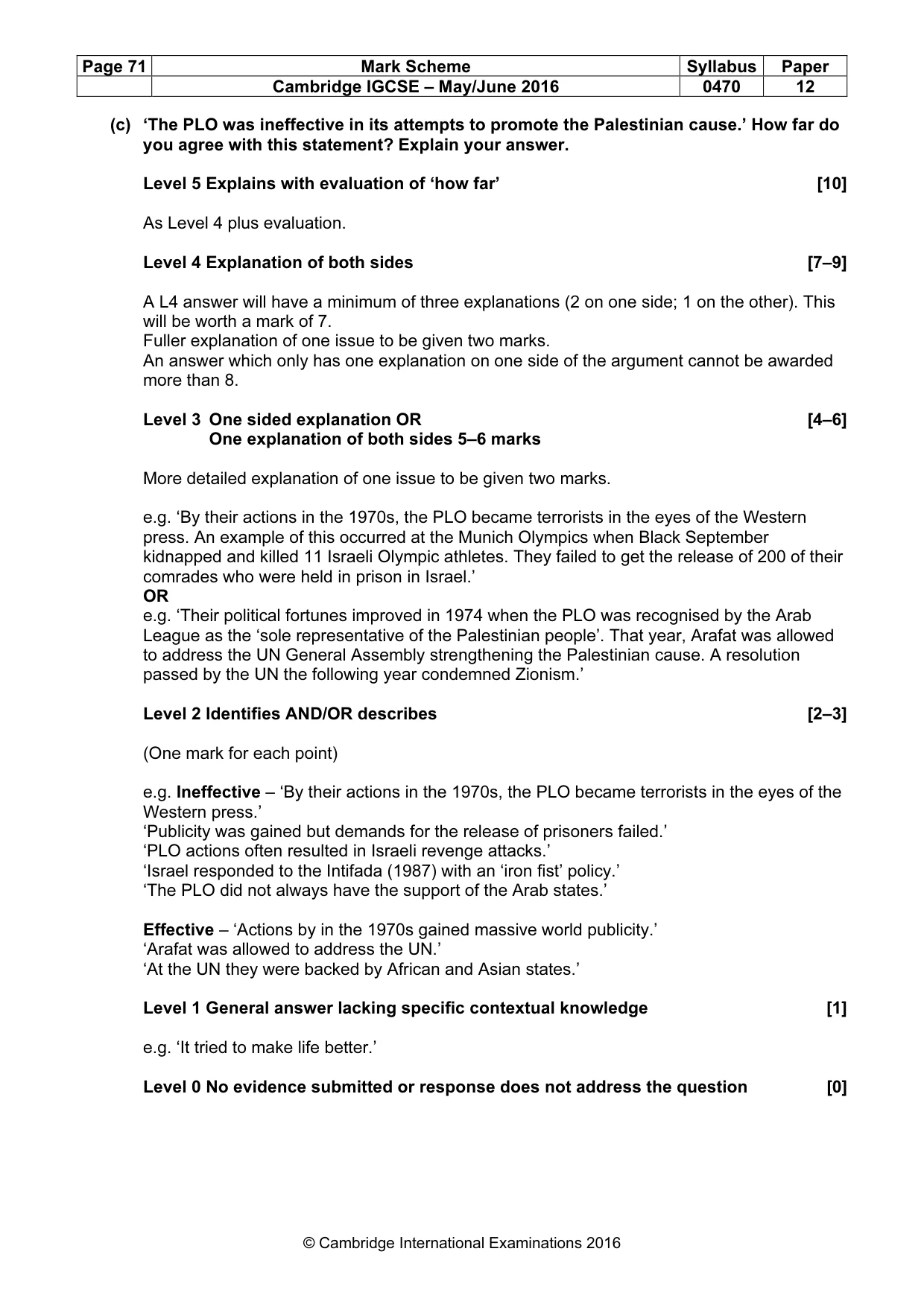 Mark scheme, page 71 of 71