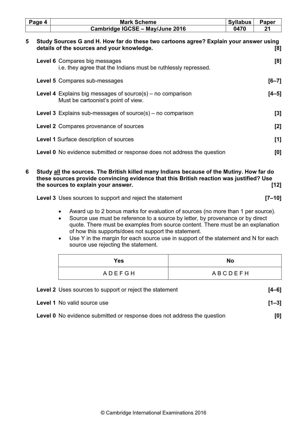 Mark scheme, page 4 of 8