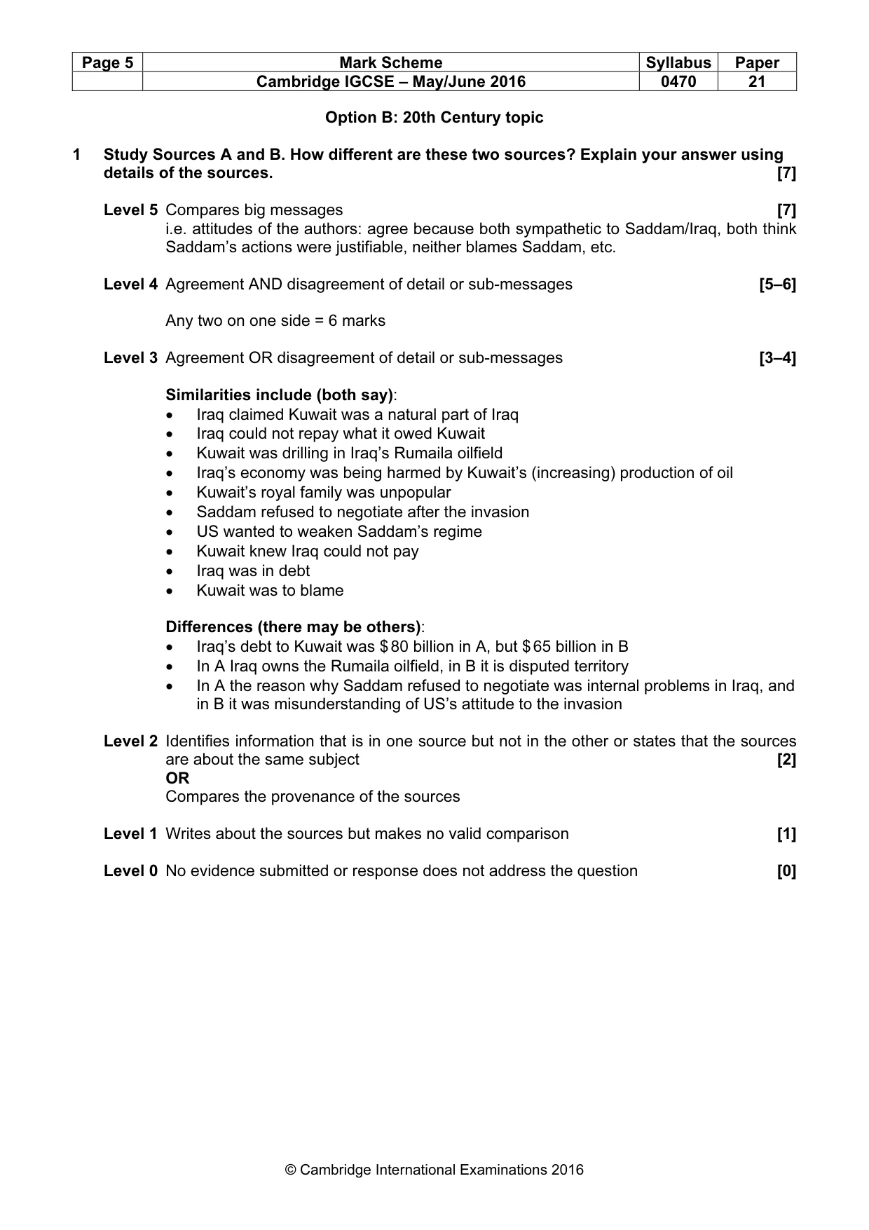 Mark scheme, page 5 of 8