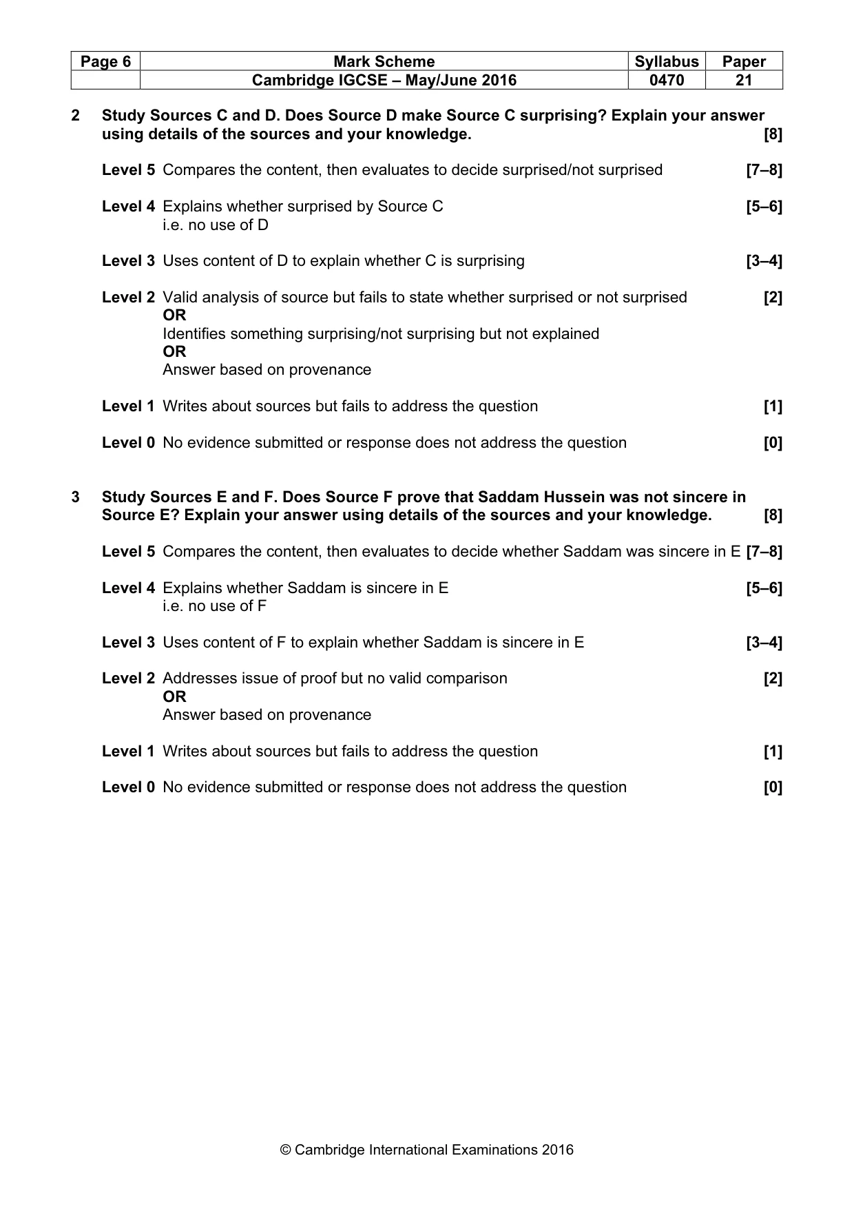 Mark scheme, page 6 of 8