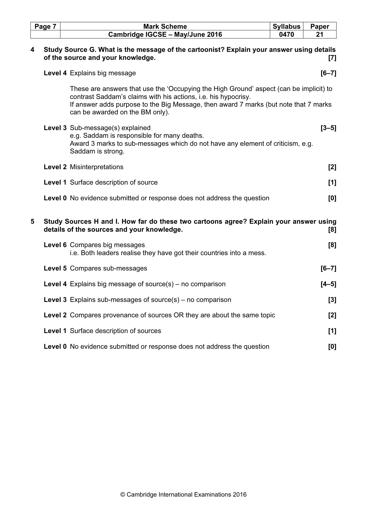 Mark scheme, page 7 of 8