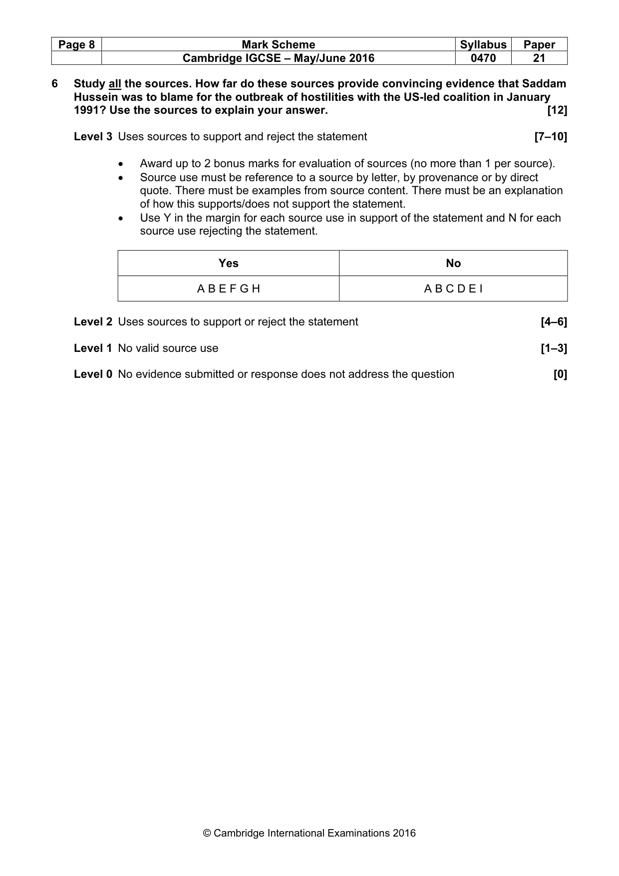 Mark scheme, page 8 of 8