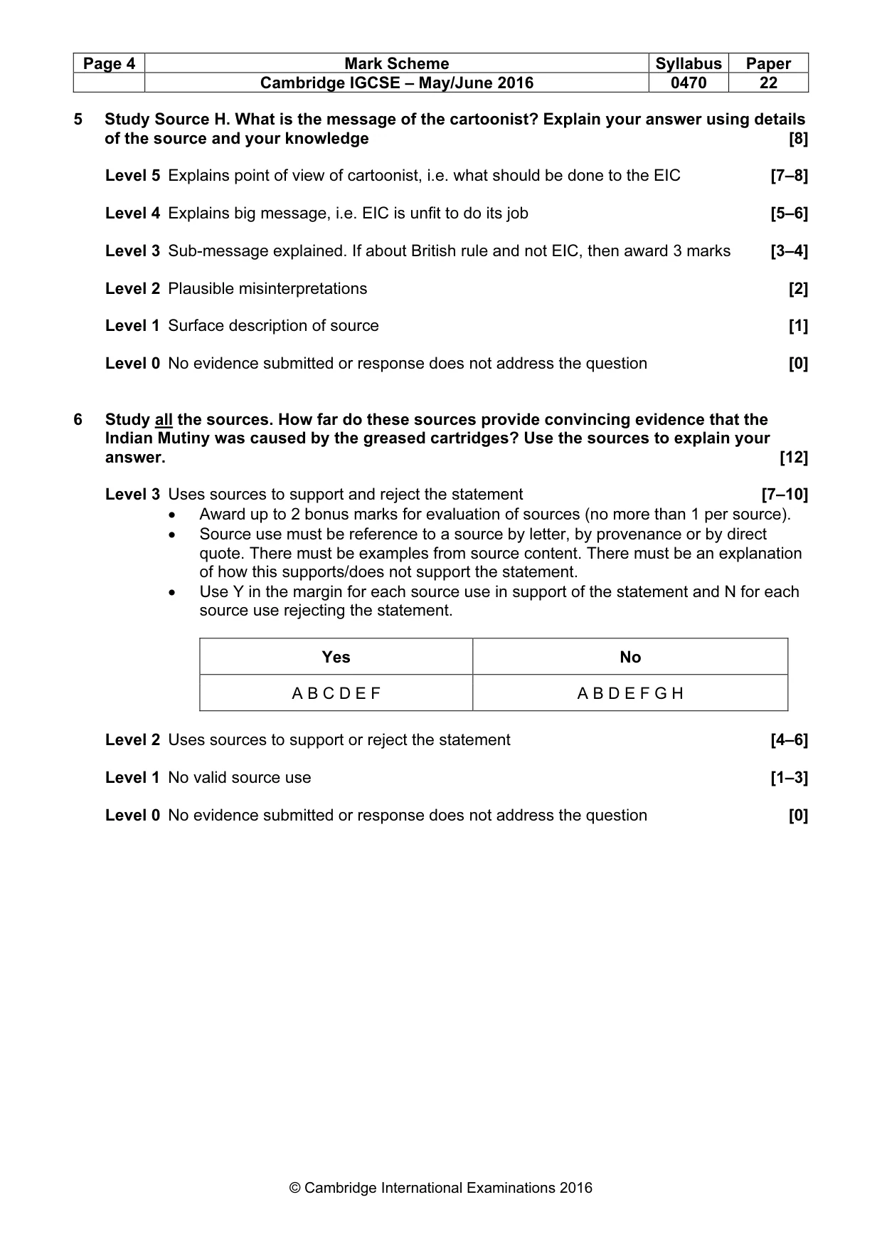 Mark scheme, page 4 of 8