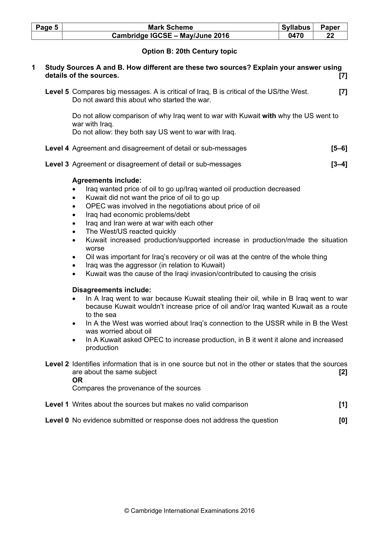 Mark scheme, page 5 of 8