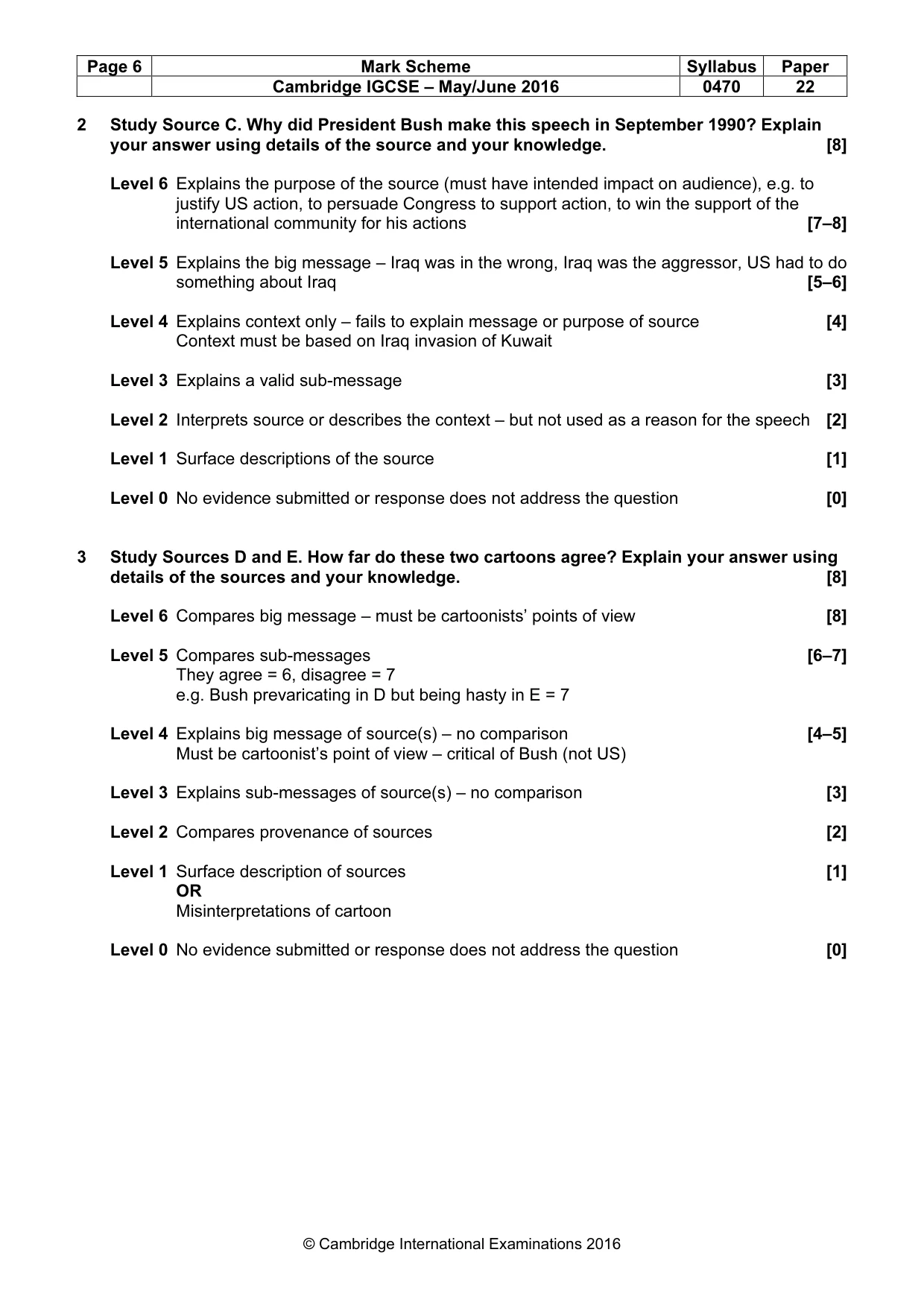 Mark scheme, page 6 of 8