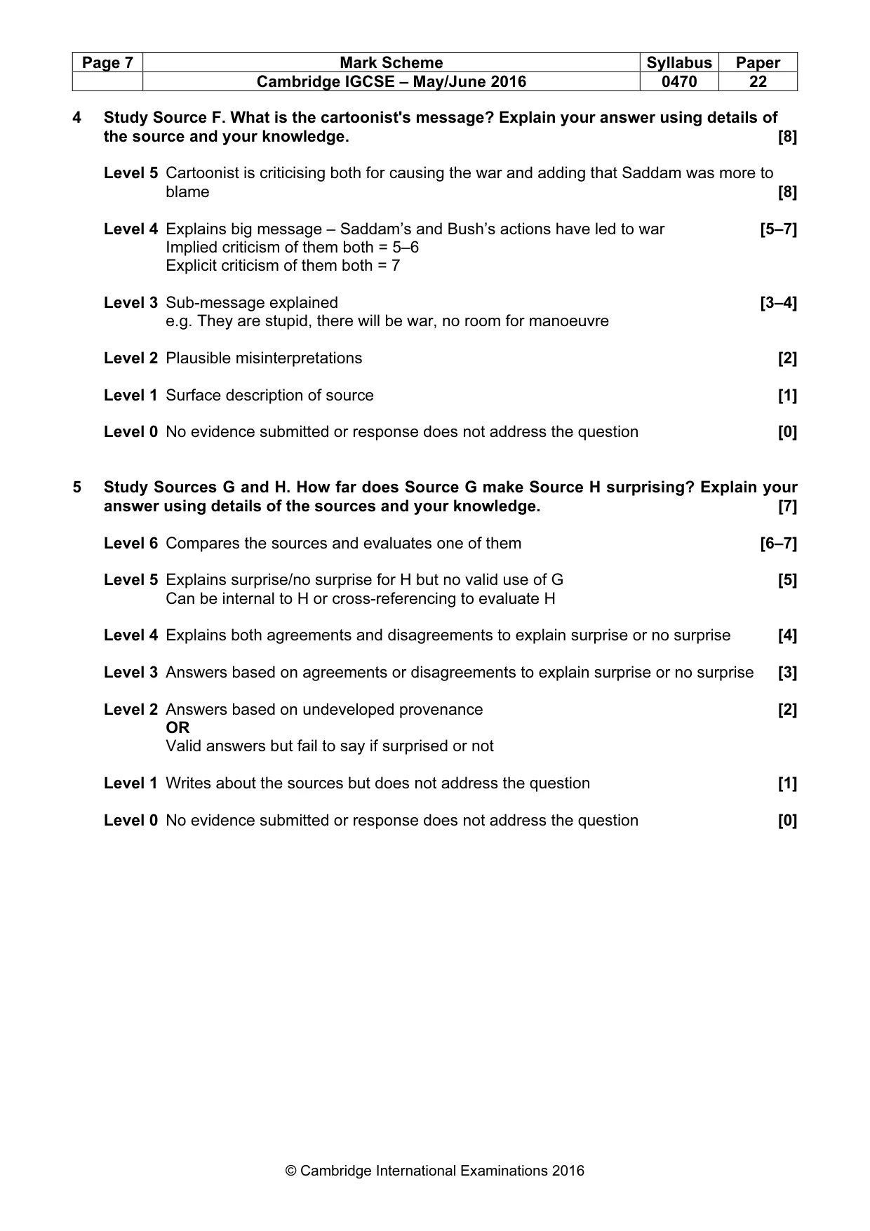 Mark scheme, page 7 of 8