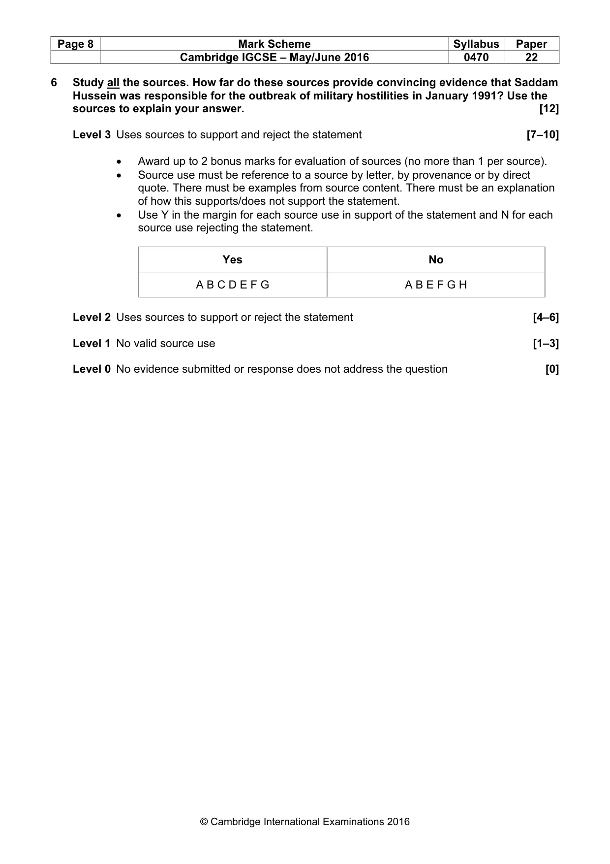 Mark scheme, page 8 of 8