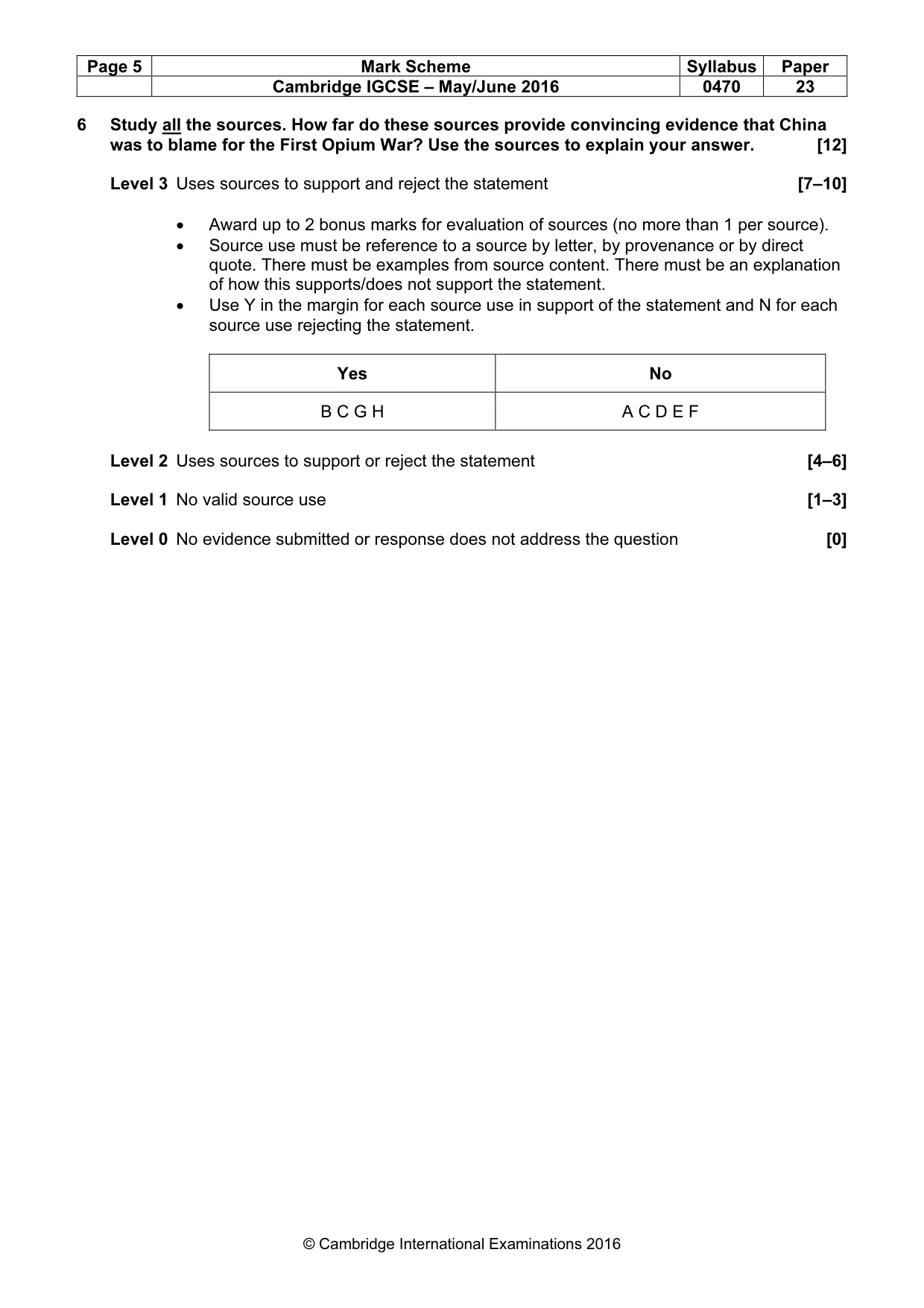 Mark scheme, page 5 of 9