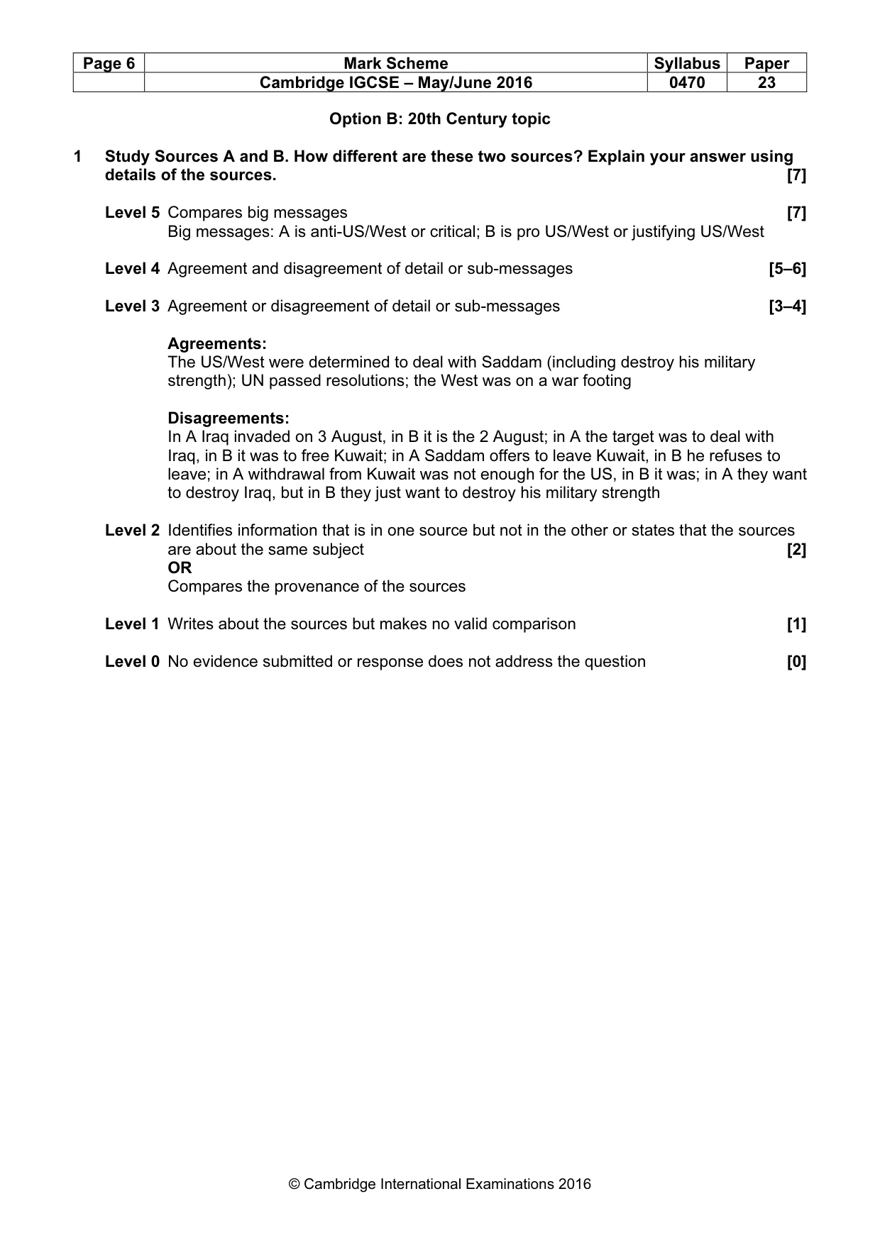 Mark scheme, page 6 of 9