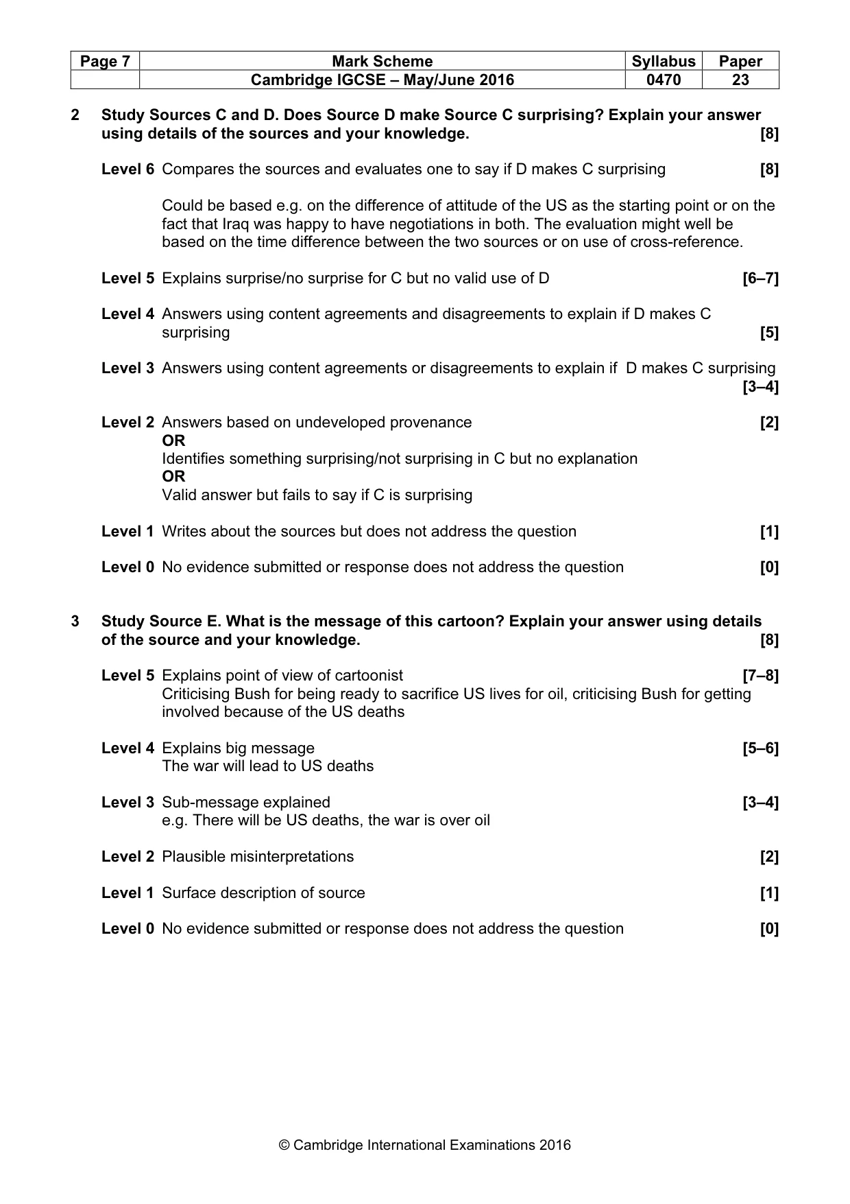 Mark scheme, page 7 of 9