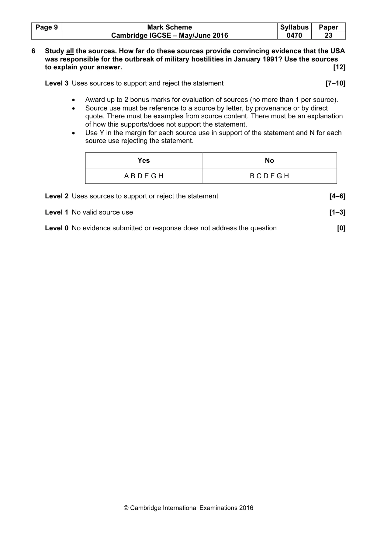 Mark scheme, page 9 of 9