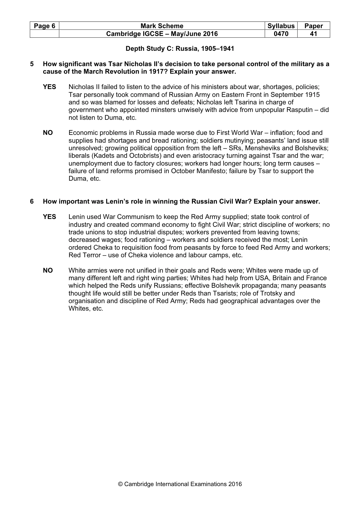 Mark scheme, page 6 of 11