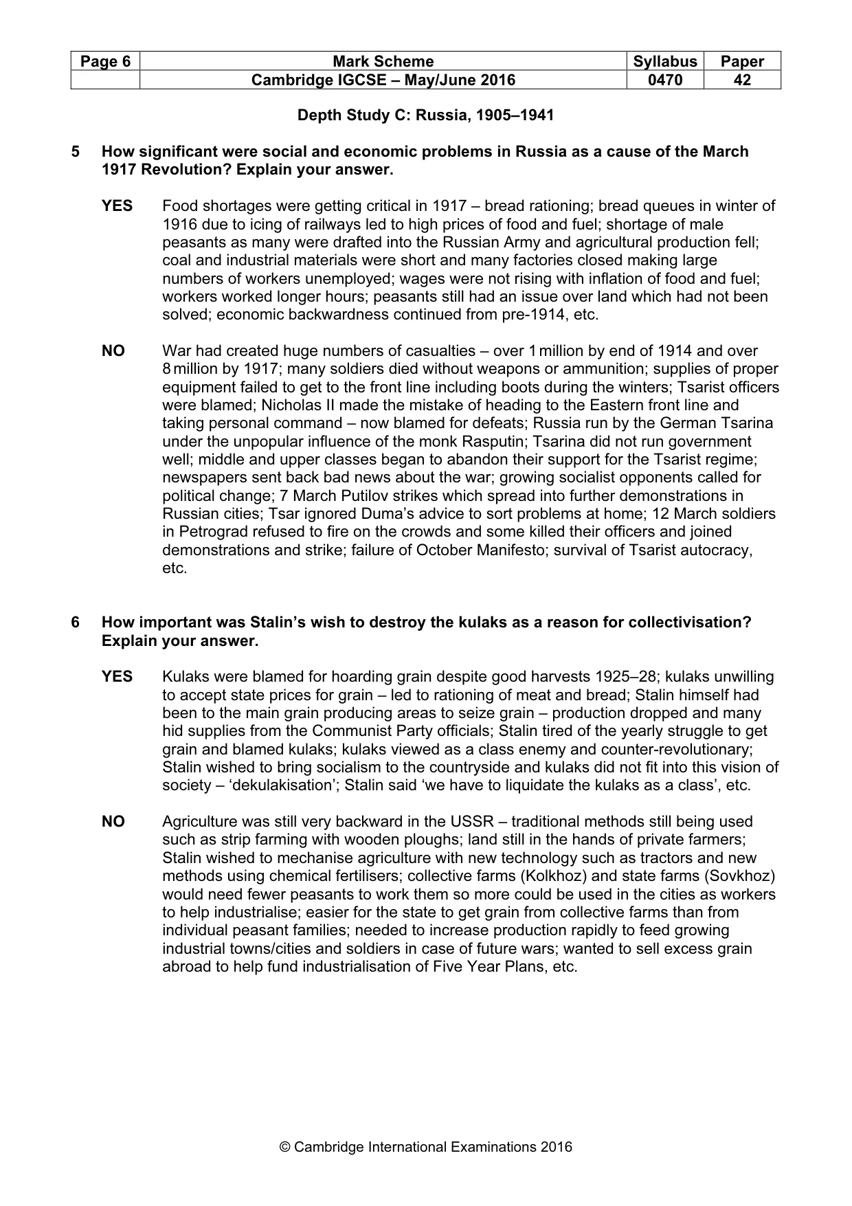 Mark scheme, page 6 of 11