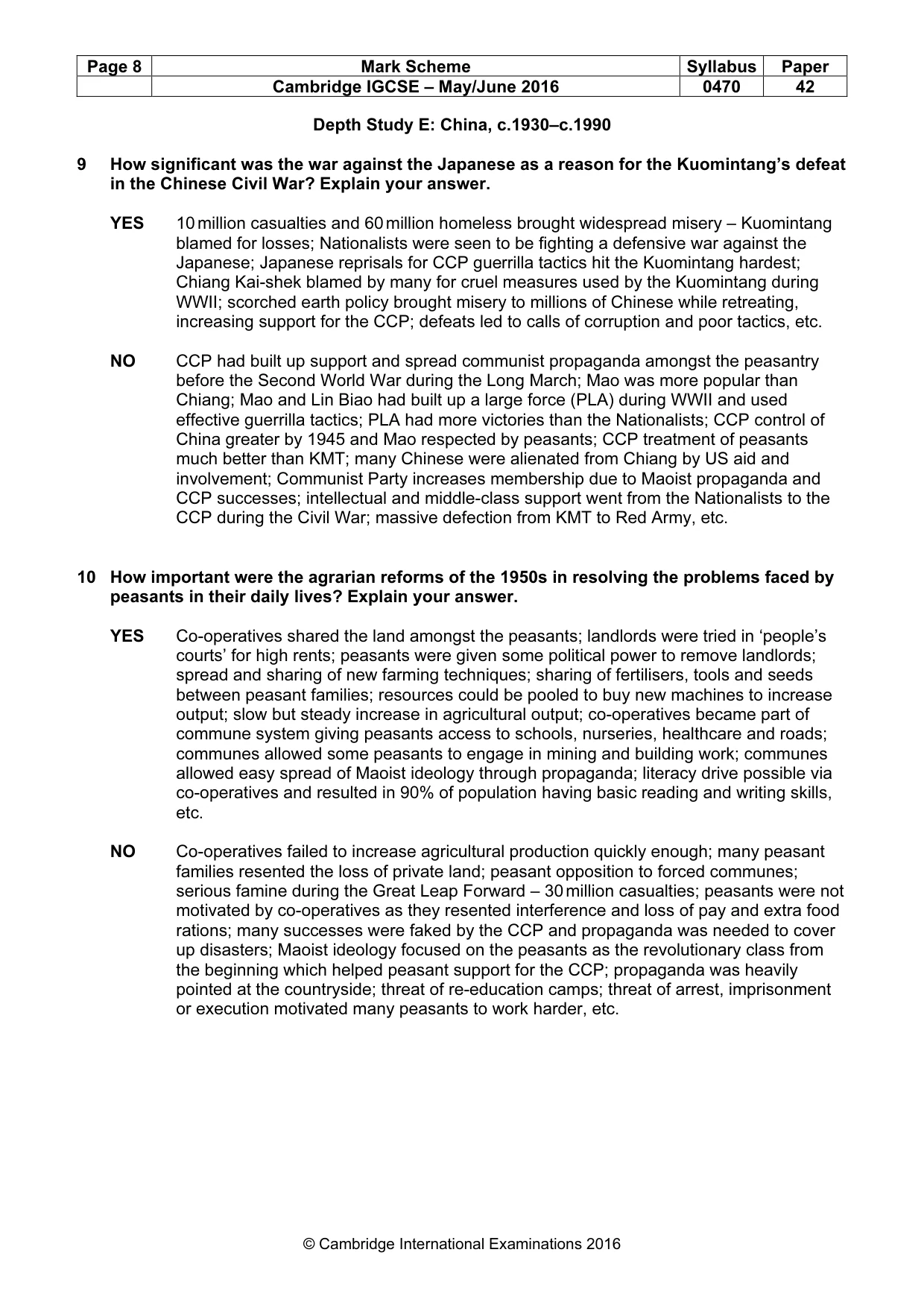 Mark scheme, page 8 of 11