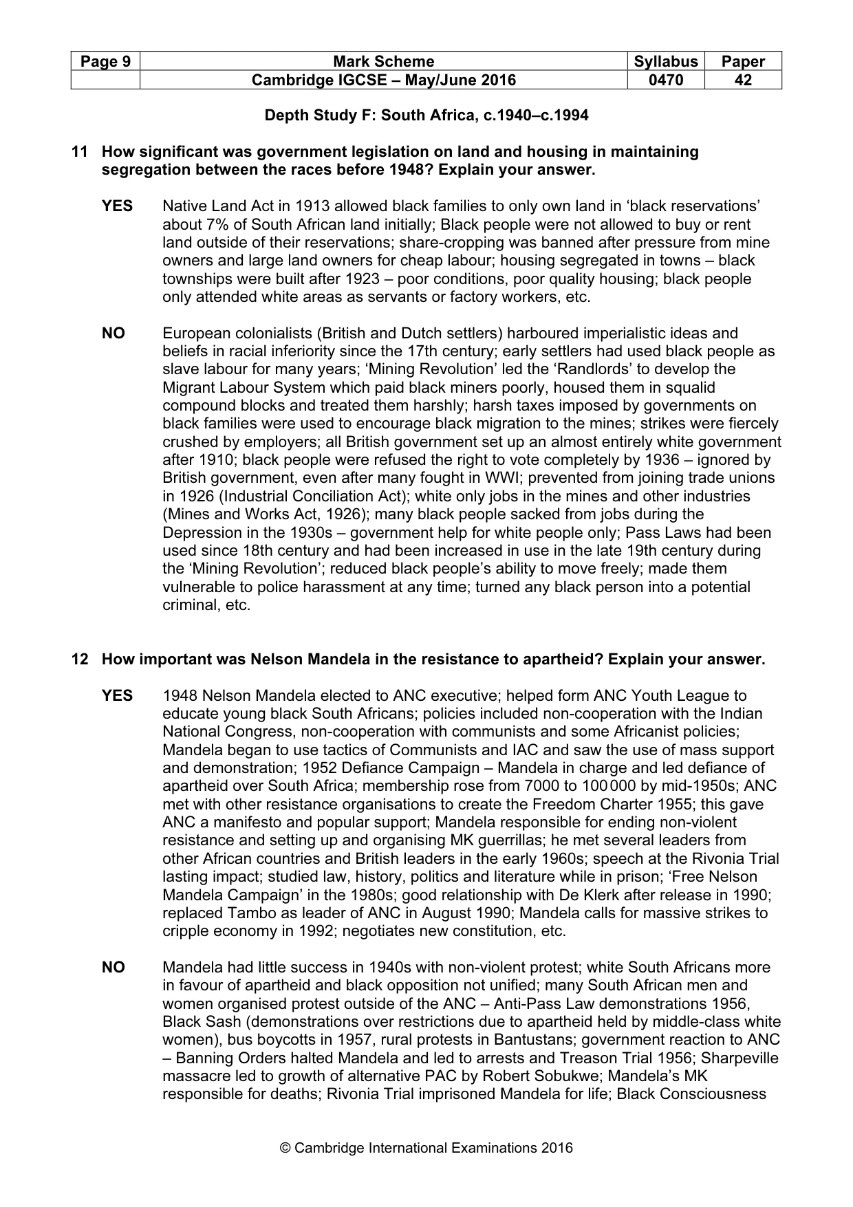 Mark scheme, page 9 of 11