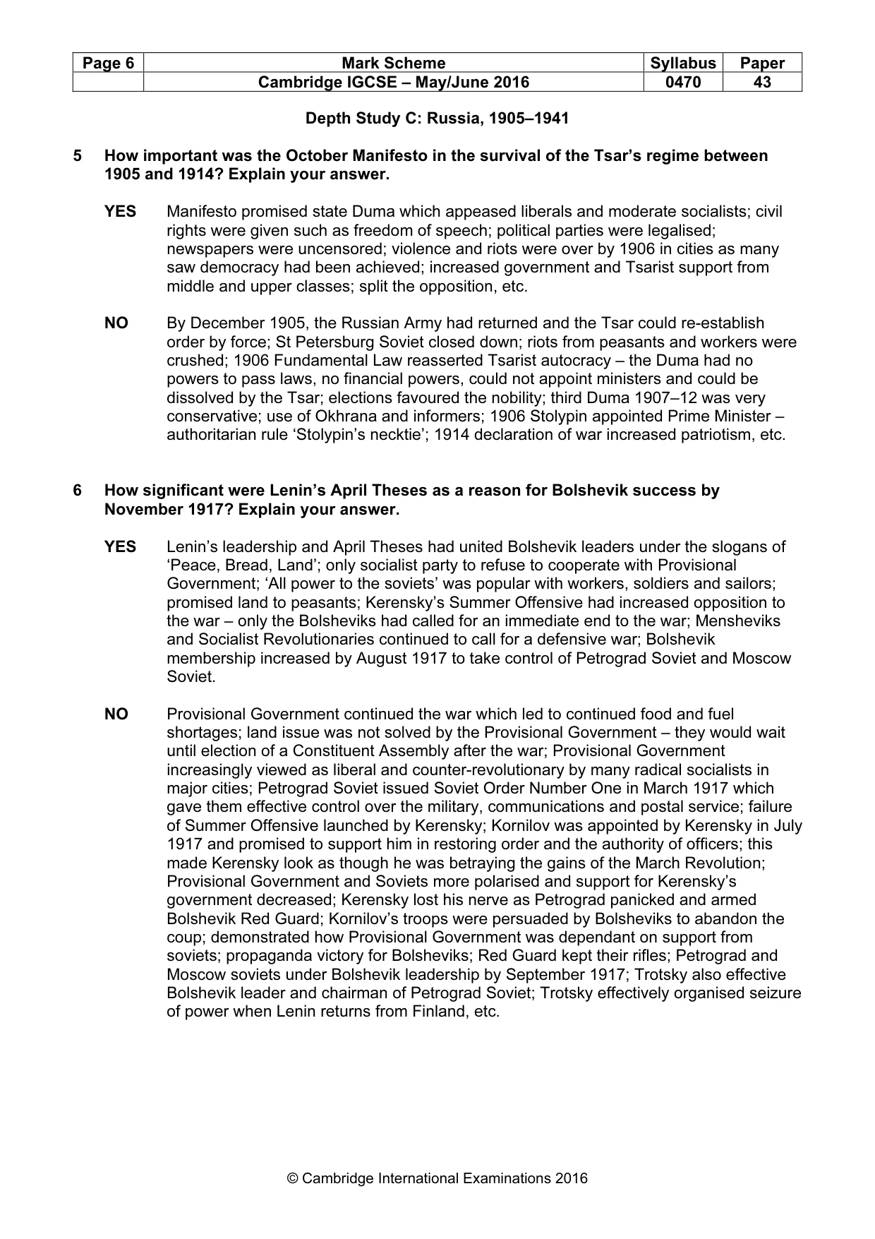 Mark scheme, page 6 of 10