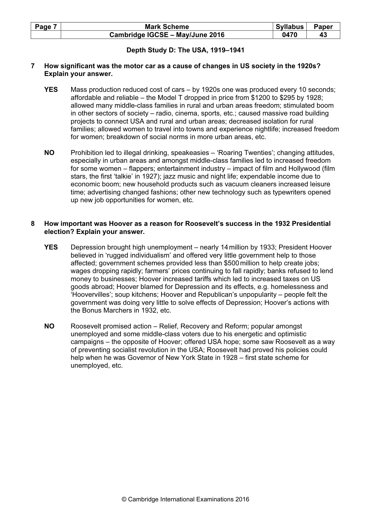 Mark scheme, page 7 of 10