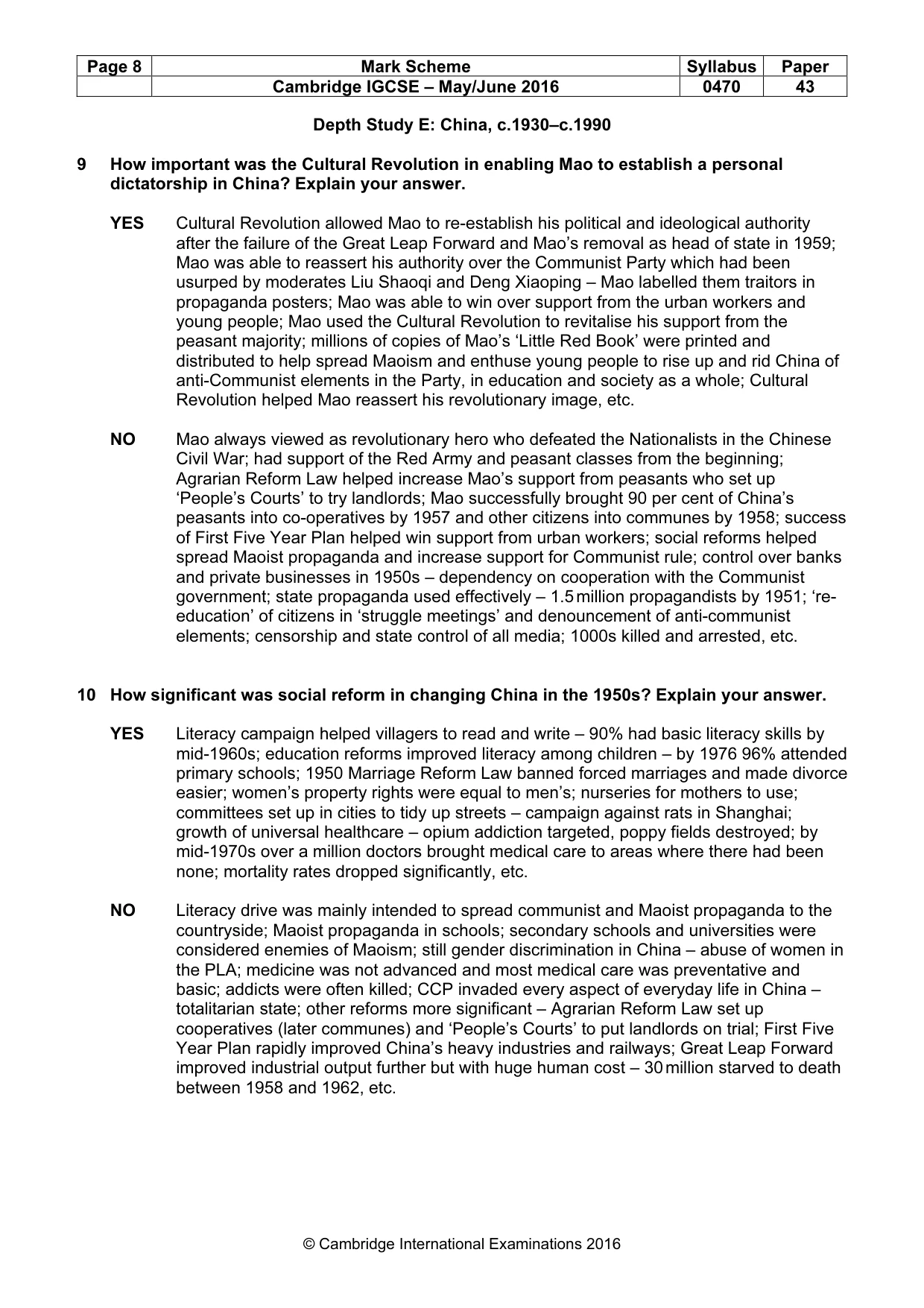 Mark scheme, page 8 of 10