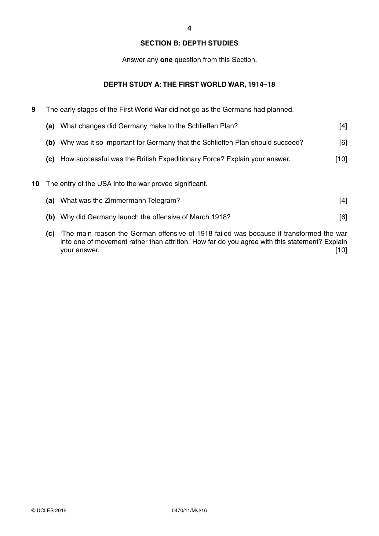 Cambridge IGCSE History 0470 2016 May/June Paper 1 · Variant 1 question paper, page 4 of 12